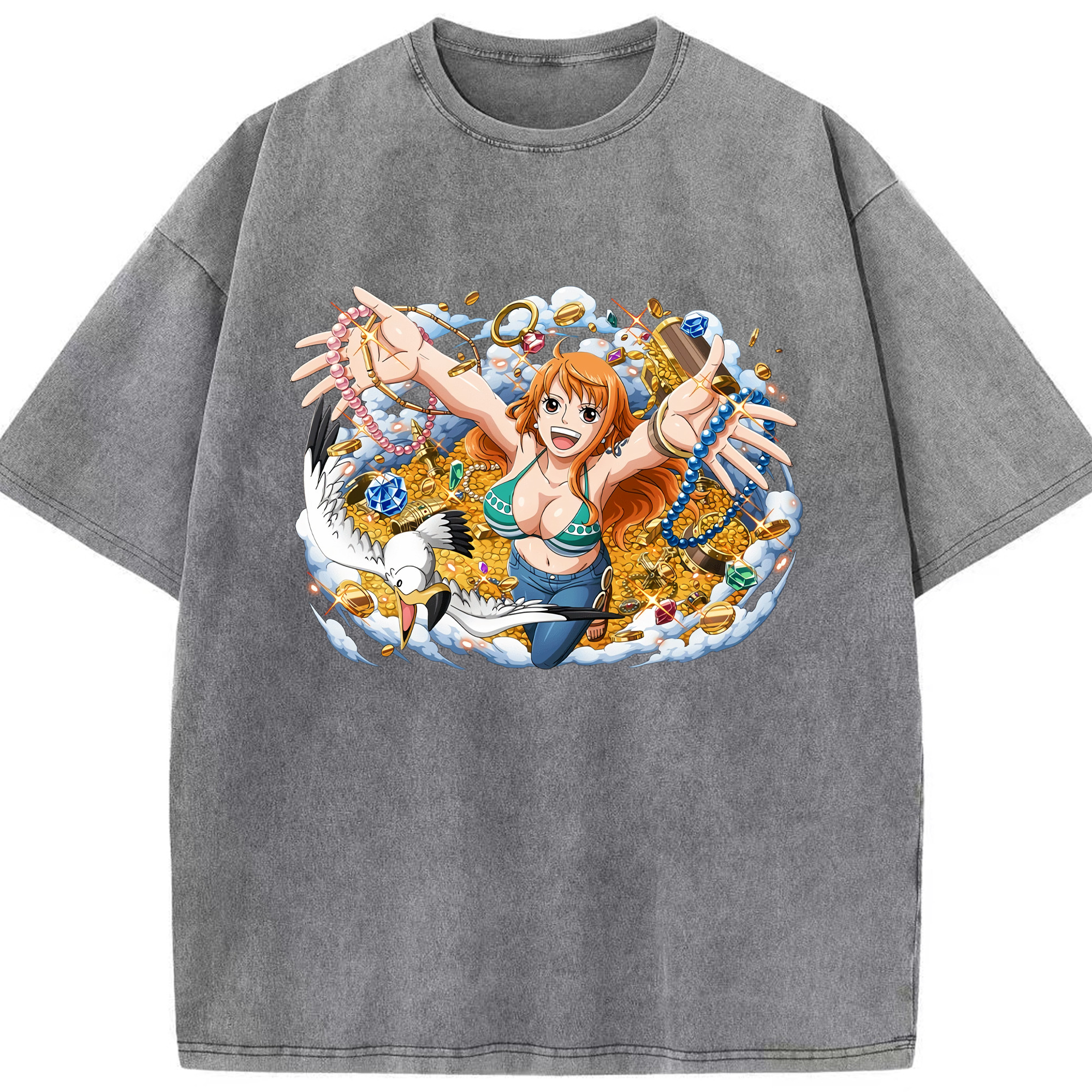 ワンピース ナミ ONE PIECE Nami 綿100% ヴィンテージ風 半袖Tシャツ（フロントプリント）
