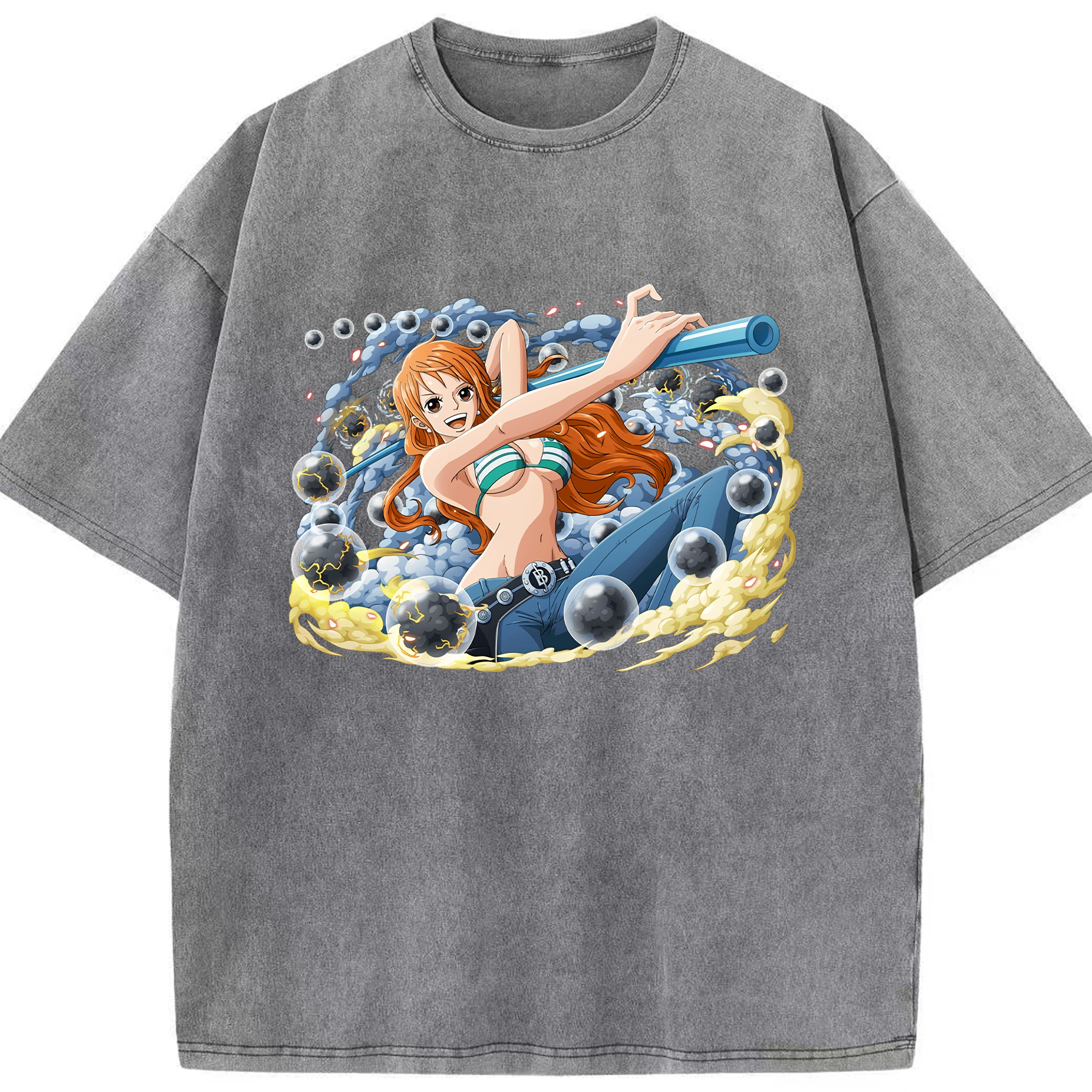 ワンピース ナミ ONE PIECE Nami 綿100% ヴィンテージ風 半袖Tシャツ（フロントプリント）