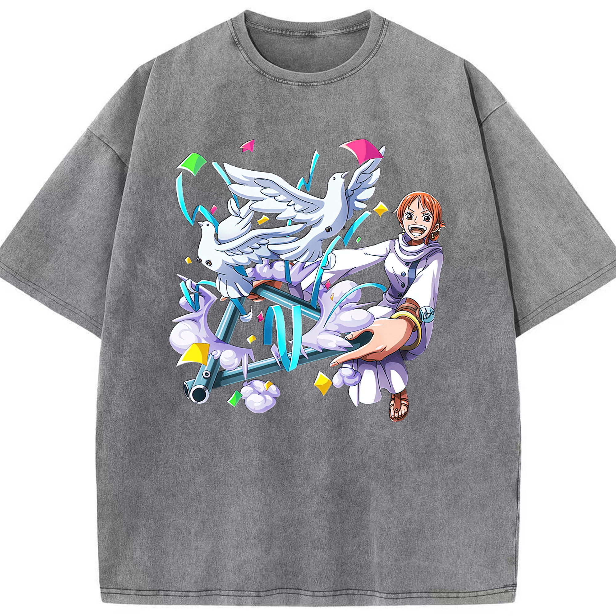 ワンピース ナミ ONE PIECE Nami 綿100% ヴィンテージ風 半袖Tシャツ（フロントプリント）