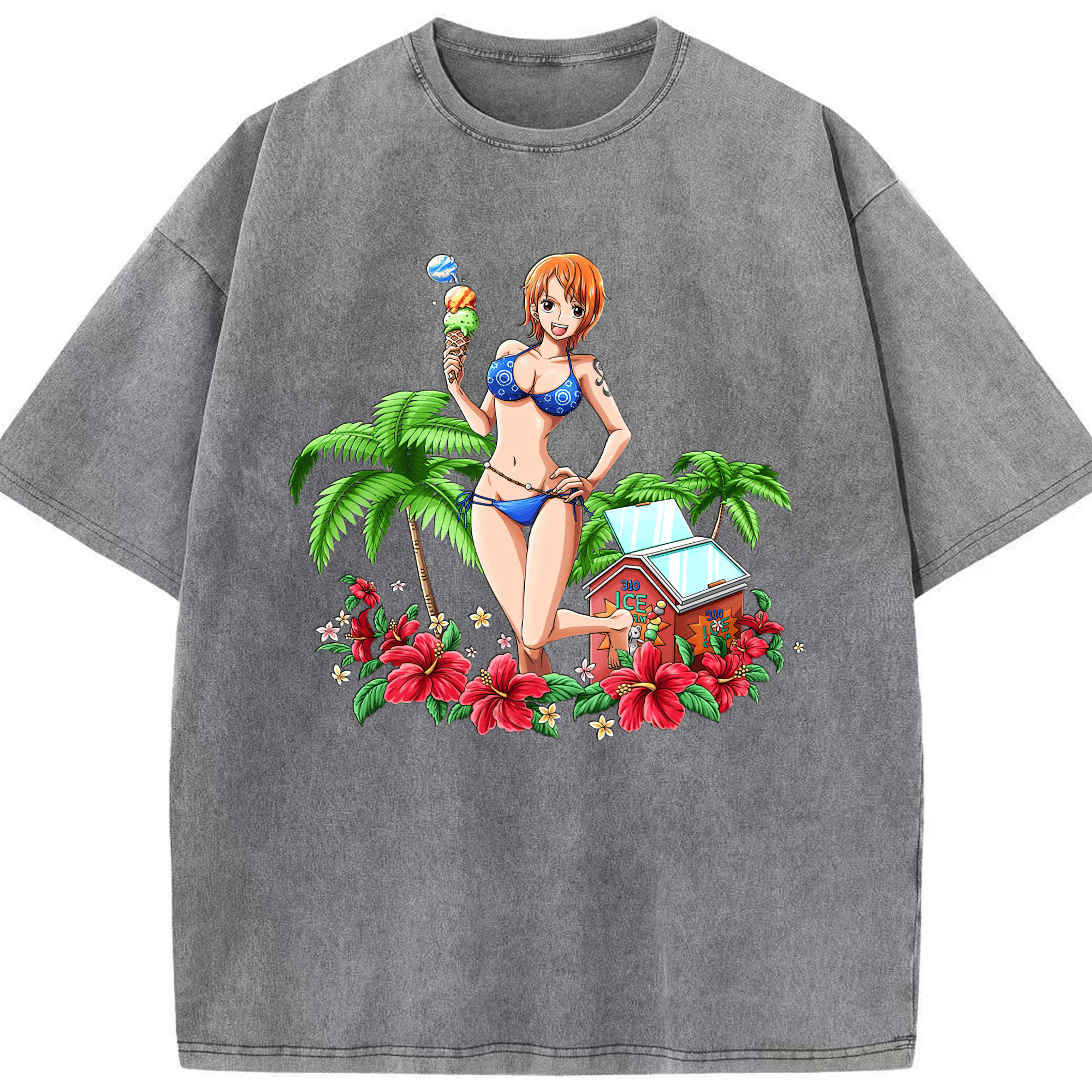 ワンピース ナミ ONE PIECE Nami 綿100% ヴィンテージ風 半袖Tシャツ（フロントプリント）