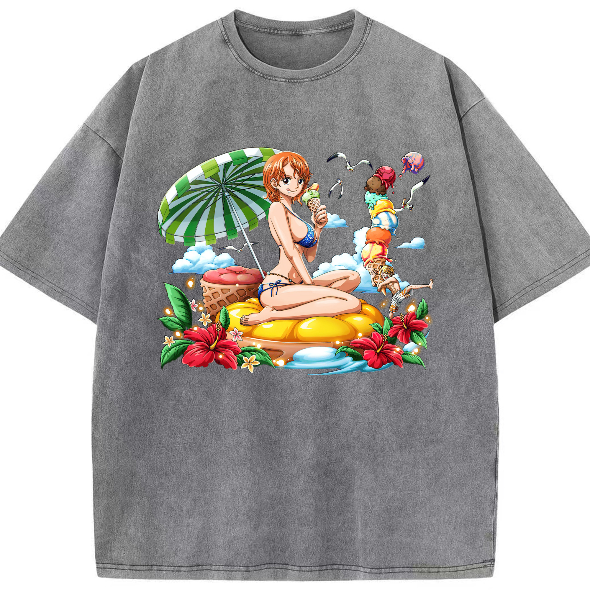 ワンピース ナミ ONE PIECE Nami 綿100% ヴィンテージ風 半袖Tシャツ（フロントプリント）