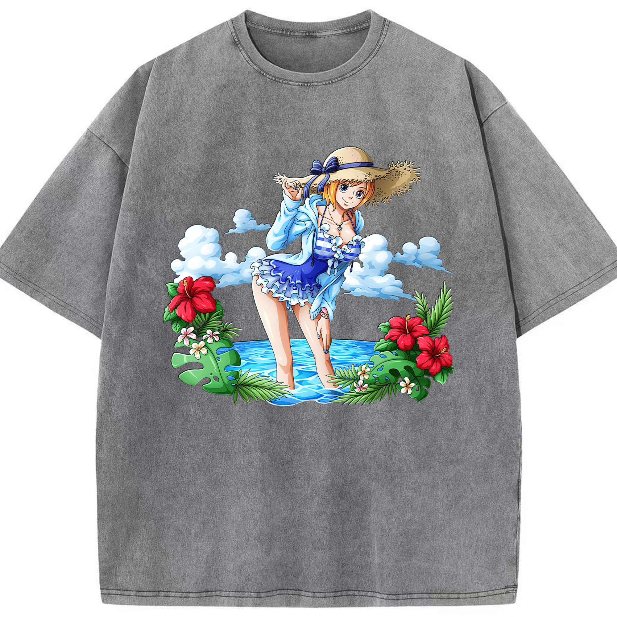 ワンピース ナミ ONE PIECE Nami 綿100% ヴィンテージ風 半袖Tシャツ（フロントプリント）