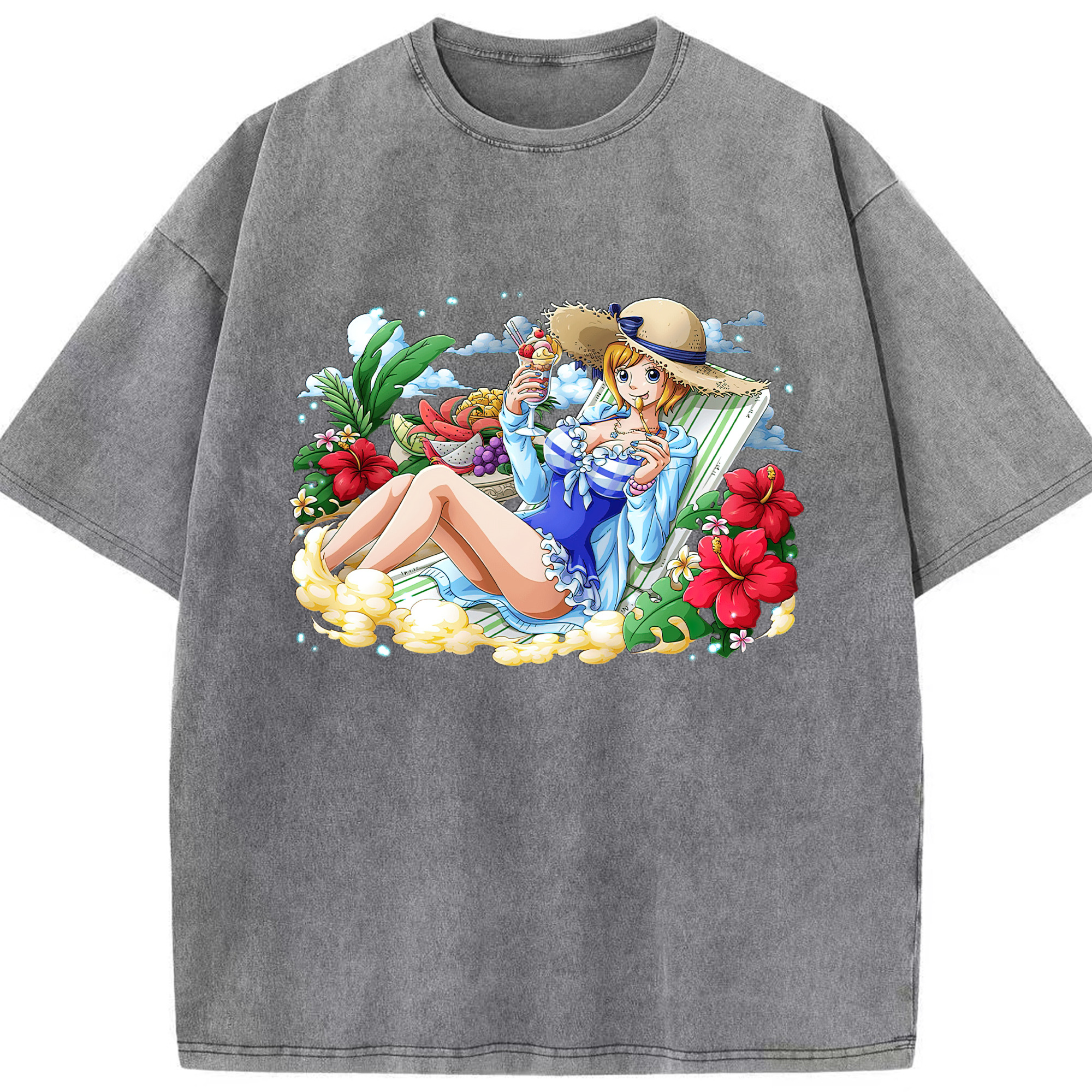 ワンピース ナミ ONE PIECE Nami 綿100% ヴィンテージ風 半袖Tシャツ（フロントプリント）