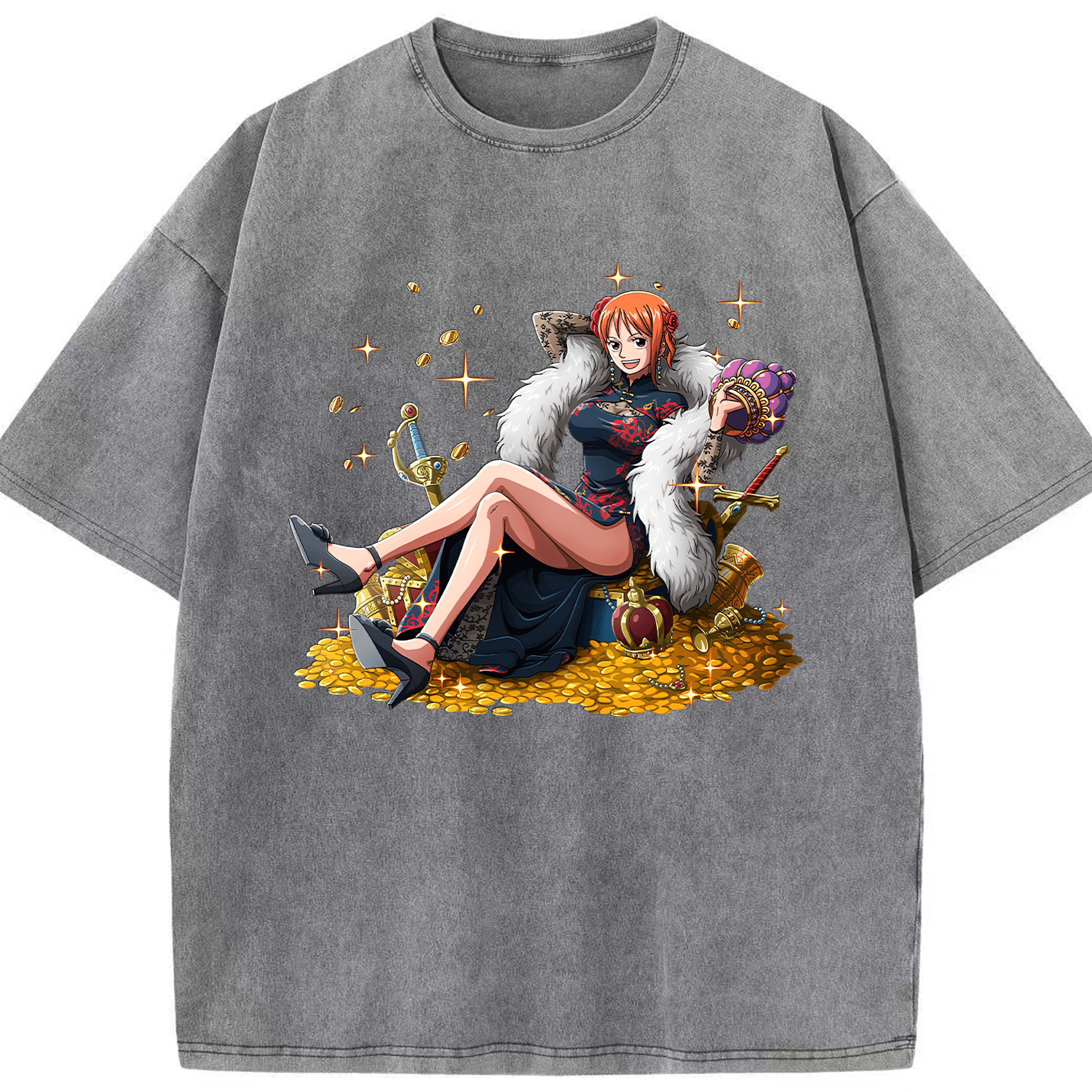 ワンピース ナミ ONE PIECE Nami 綿100% ヴィンテージ風 半袖Tシャツ（フロントプリント）