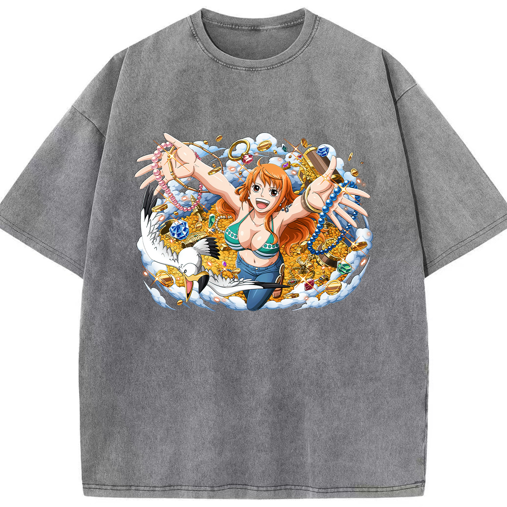 ワンピース ナミ ONE PIECE Nami 綿100% ヴィンテージ風 半袖Tシャツ（フロントプリント）