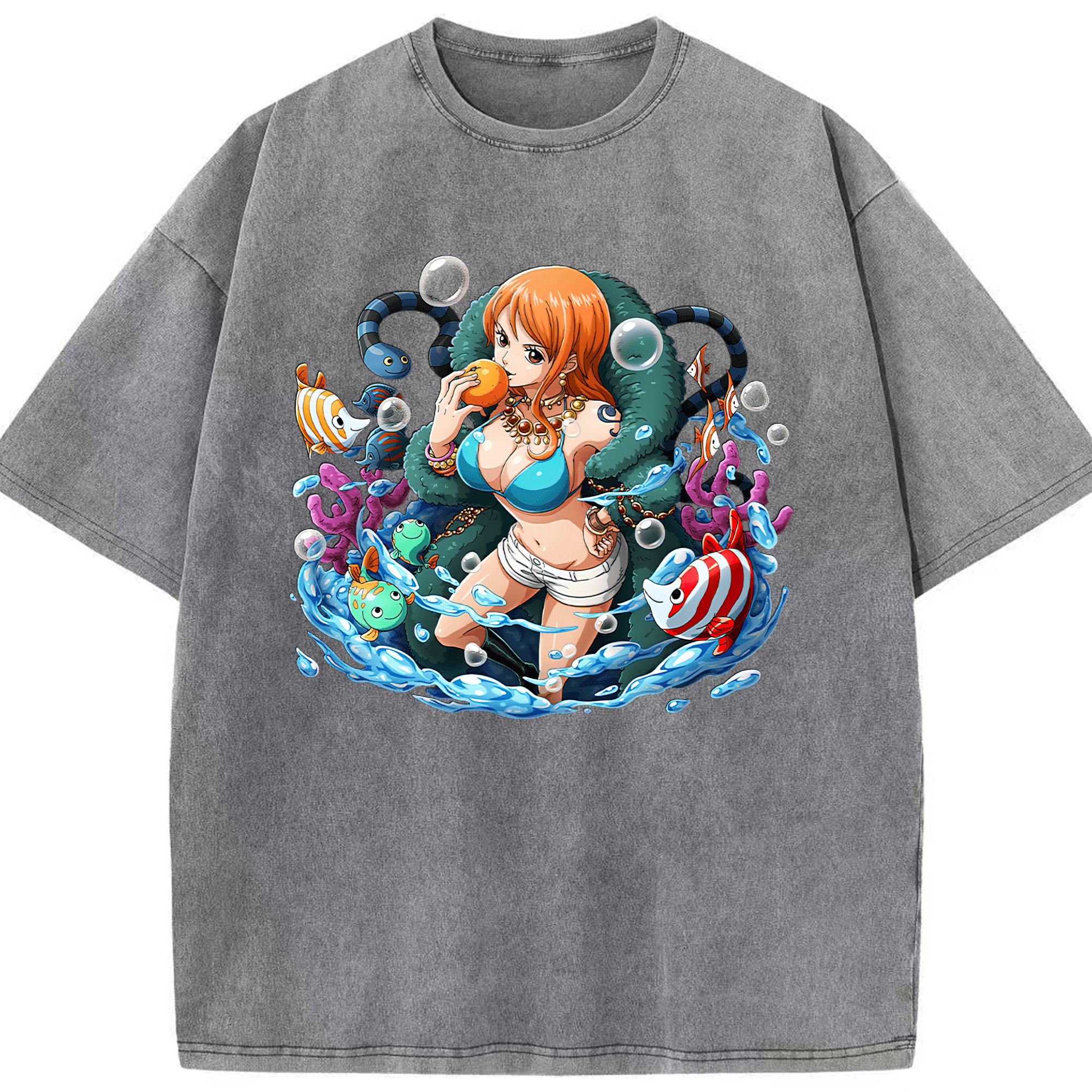 ワンピース ナミ ONE PIECE Nami 綿100% ヴィンテージ風 半袖Tシャツ（フロントプリント）