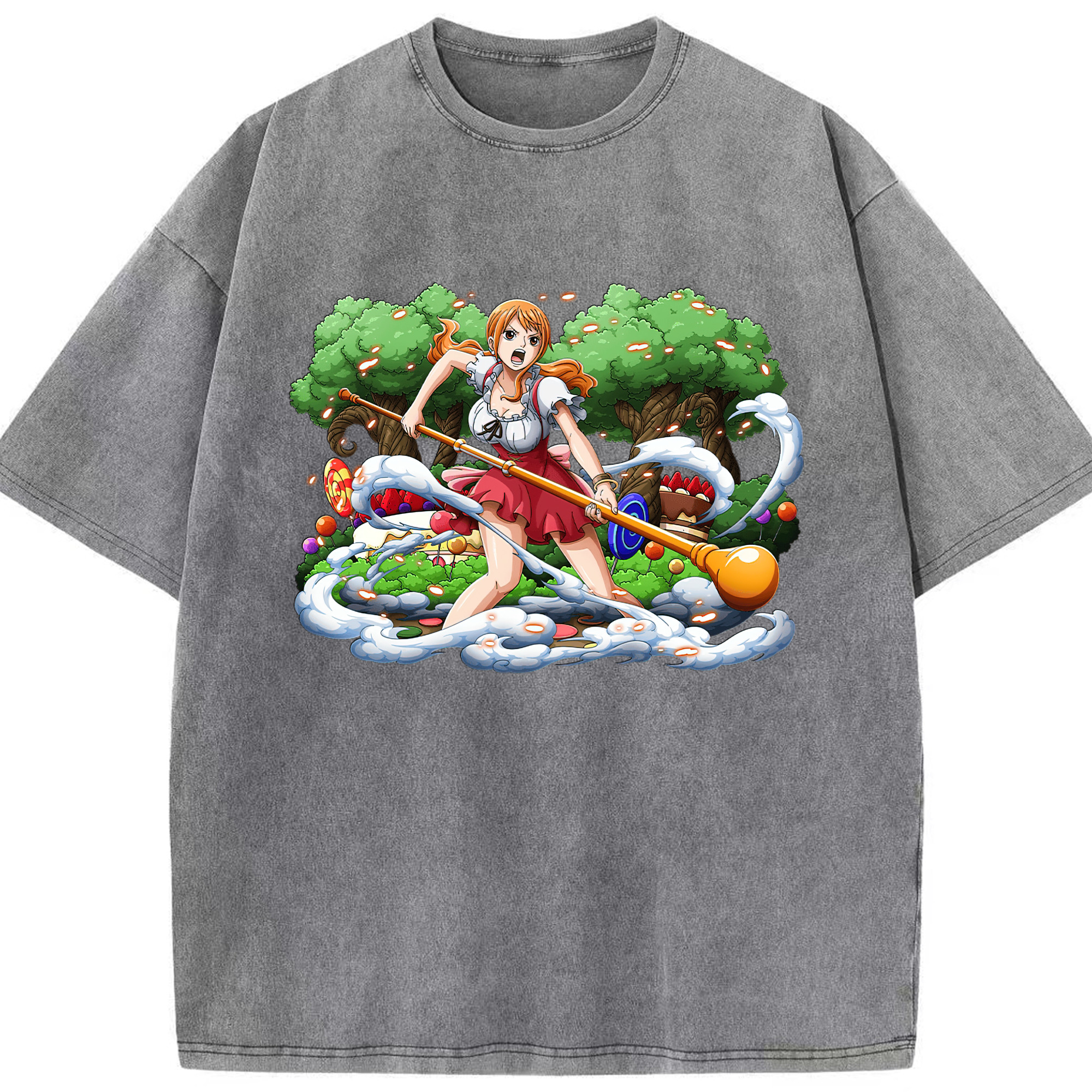 ワンピース ナミ ONE PIECE Nami 綿100% ヴィンテージ風 半袖Tシャツ（フロントプリント）