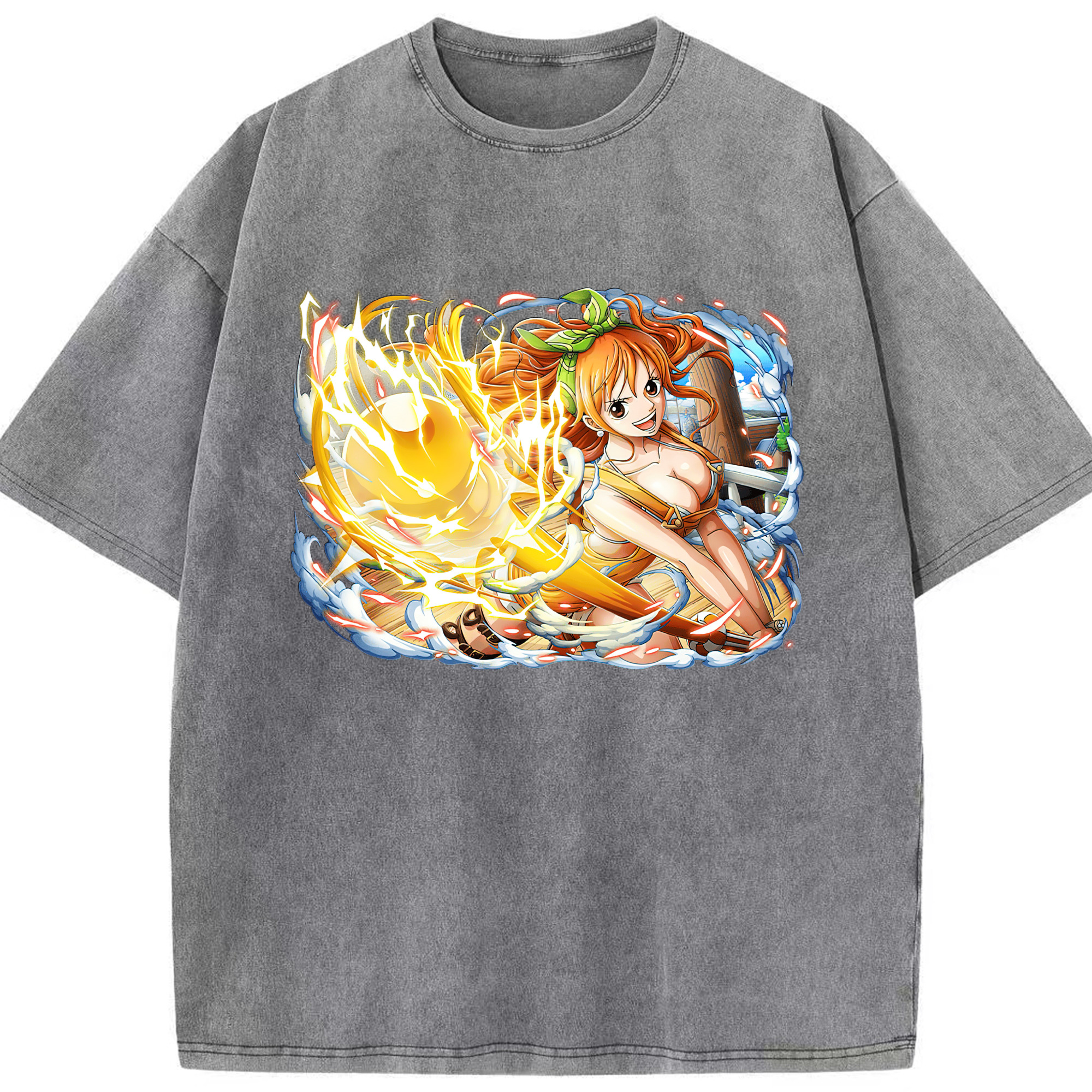 ワンピース ナミ ONE PIECE Nami 綿100% ヴィンテージ風 半袖Tシャツ（フロントプリント）