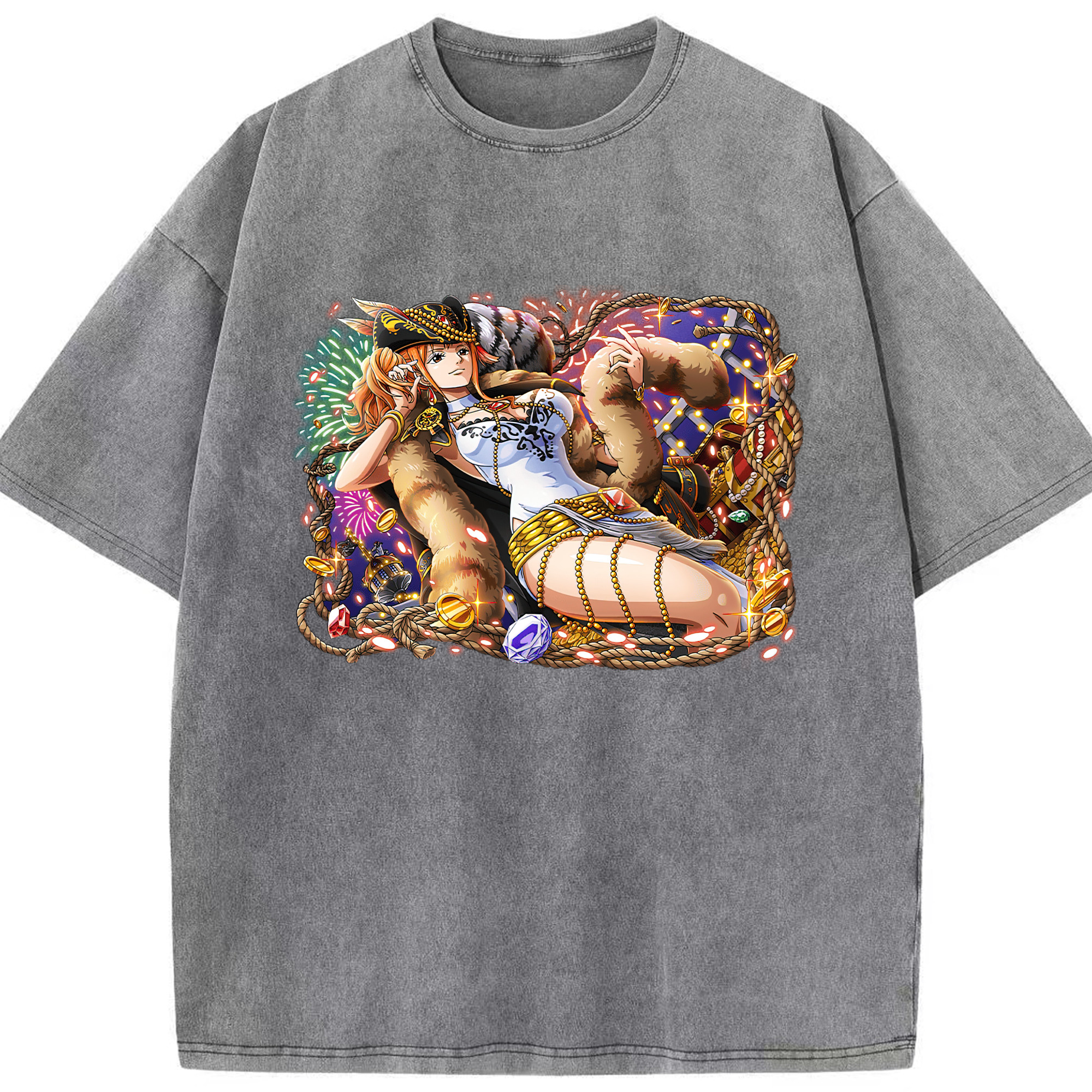 ワンピース ナミ ONE PIECE Nami 綿100% ヴィンテージ風 半袖Tシャツ（フロントプリント）