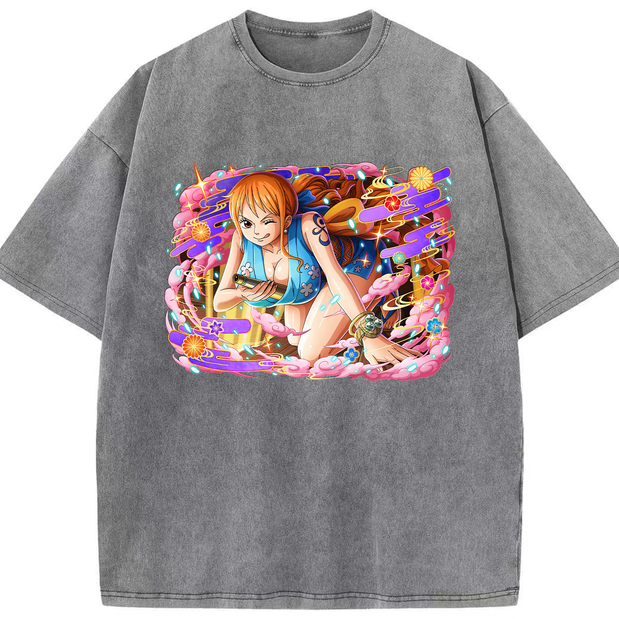 ワンピース ナミ ONE PIECE Nami 綿100% ヴィンテージ風 半袖Tシャツ（フロントプリント）