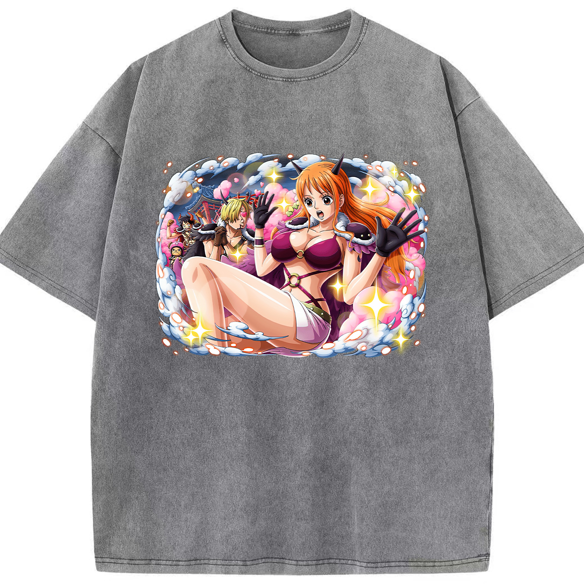 ワンピース ナミ ONE PIECE Nami 綿100% ヴィンテージ風 半袖Tシャツ（フロントプリント）