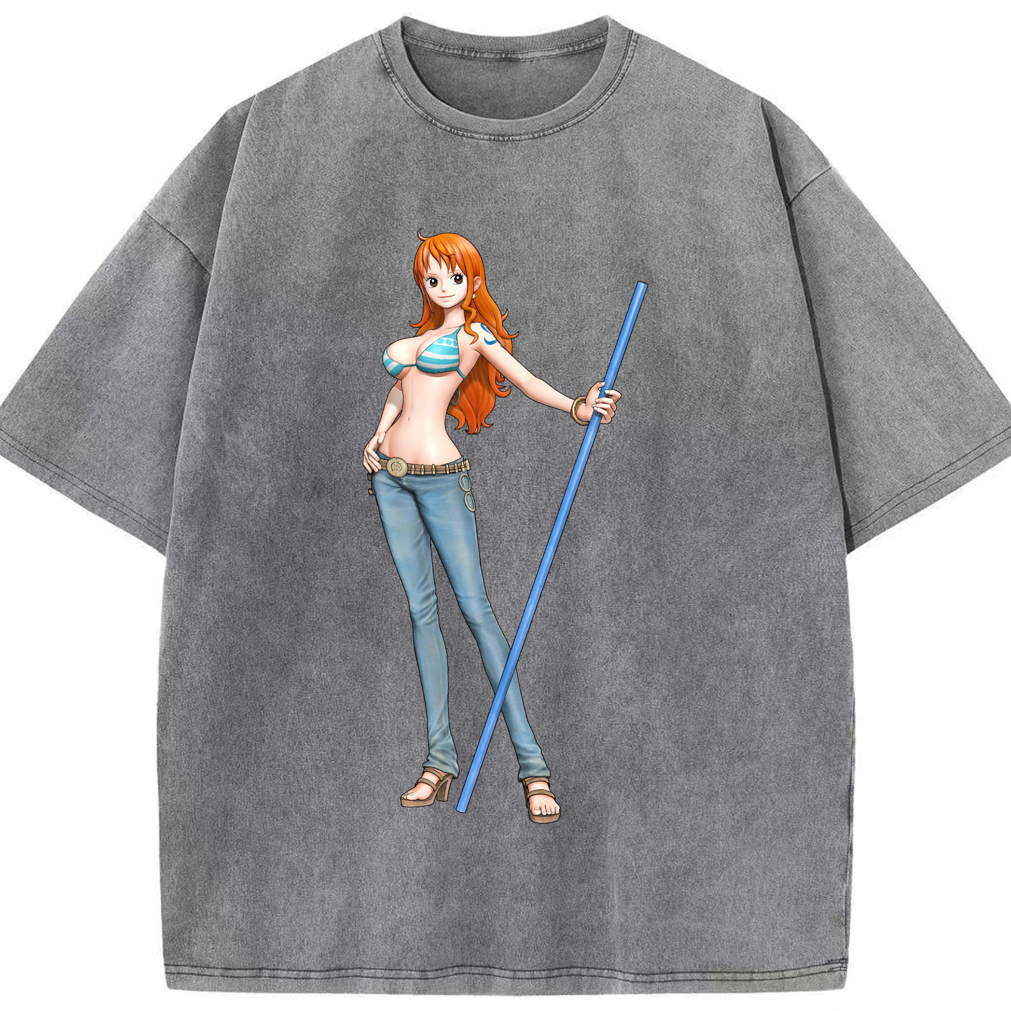 ワンピース ナミ ONE PIECE Nami 綿100% ヴィンテージ風 半袖Tシャツ（フロントプリント）