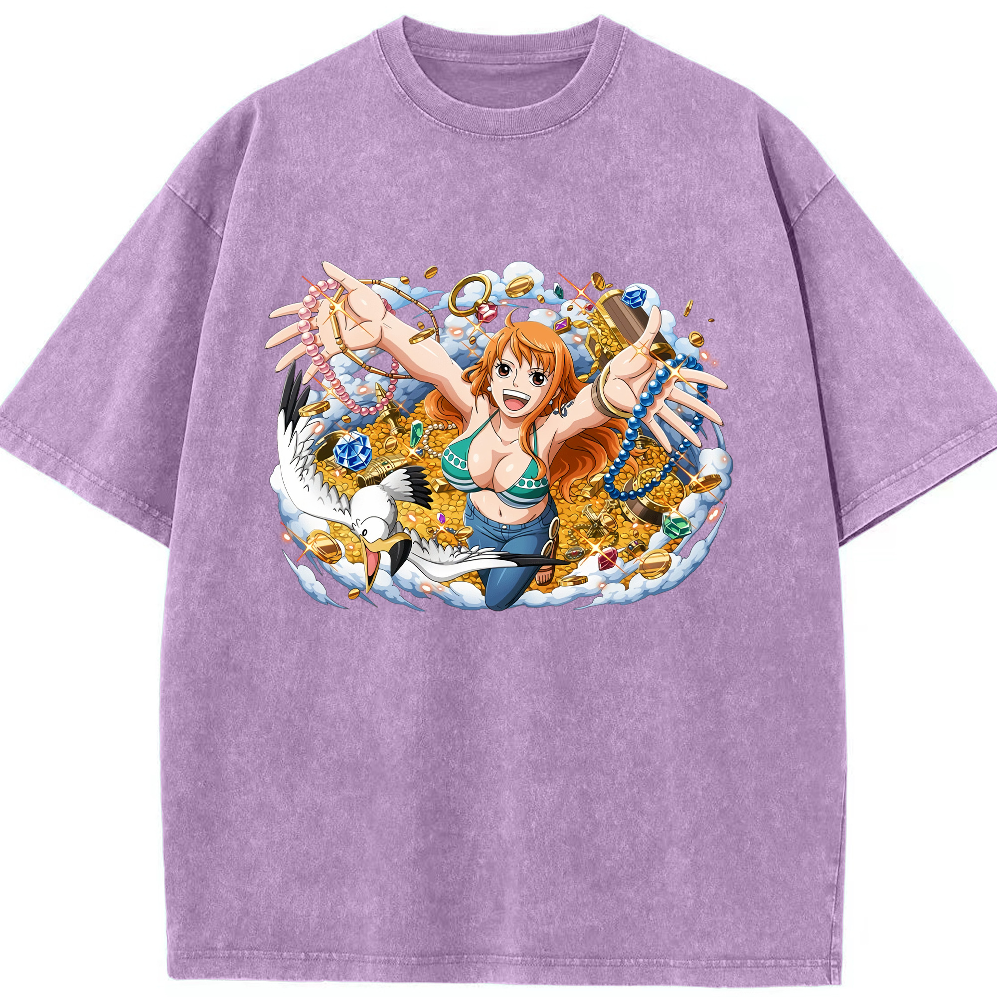 ワンピース ナミ ONE PIECE Nami 綿100% ヴィンテージ風 半袖Tシャツ（フロントプリント）