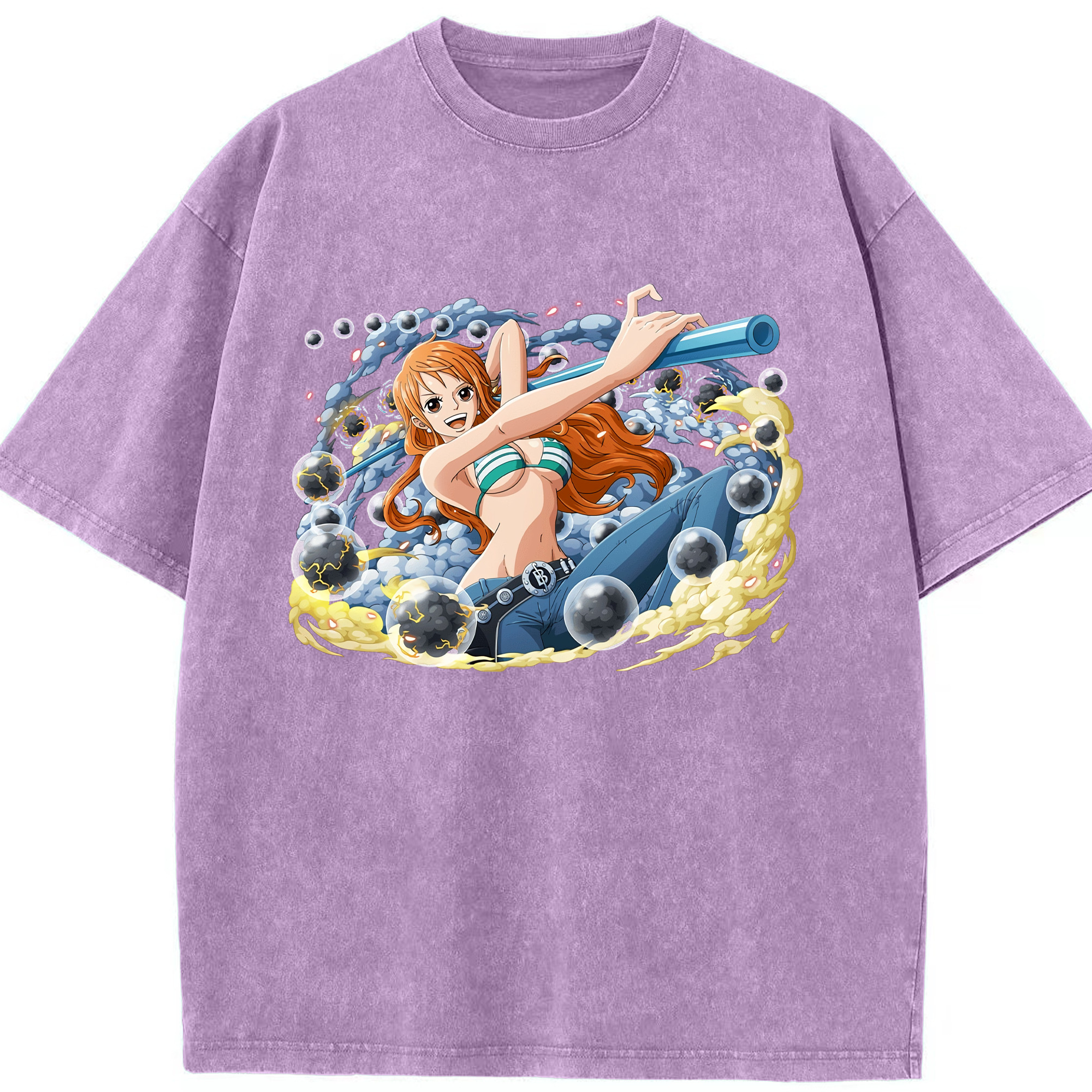 ワンピース ナミ ONE PIECE Nami 綿100% ヴィンテージ風 半袖Tシャツ（フロントプリント）