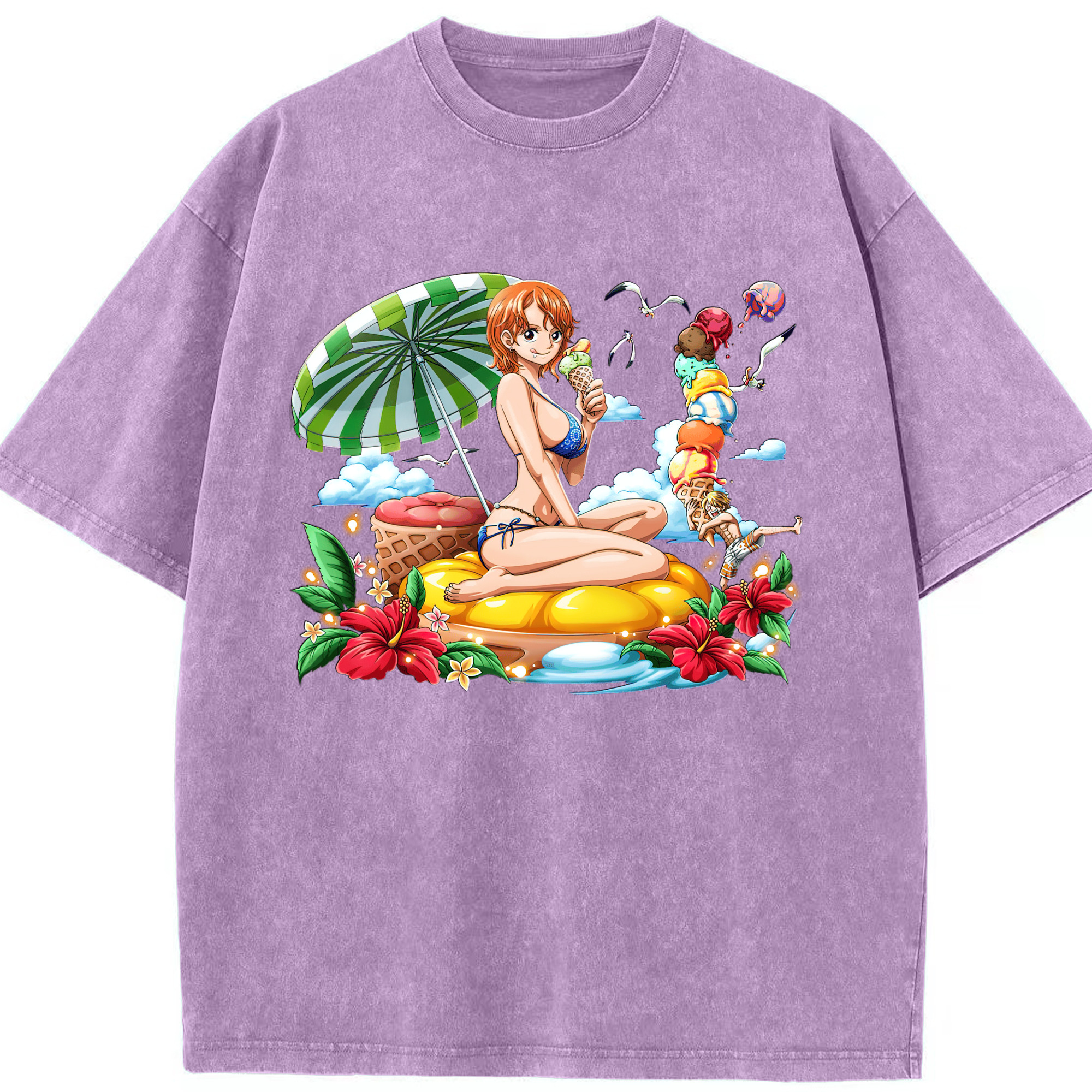 ワンピース ナミ ONE PIECE Nami 綿100% ヴィンテージ風 半袖Tシャツ（フロントプリント）