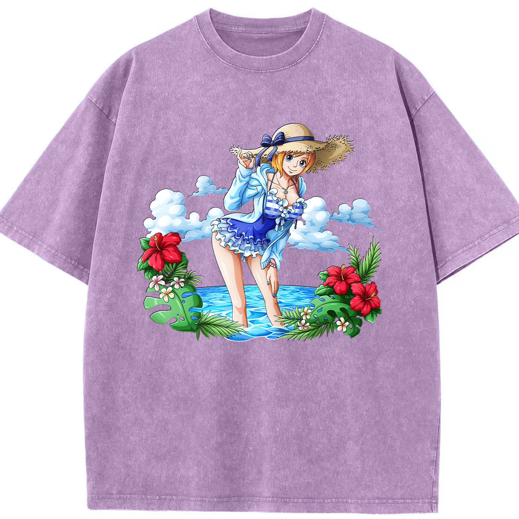 ワンピース ナミ ONE PIECE Nami 綿100% ヴィンテージ風 半袖Tシャツ（フロントプリント）