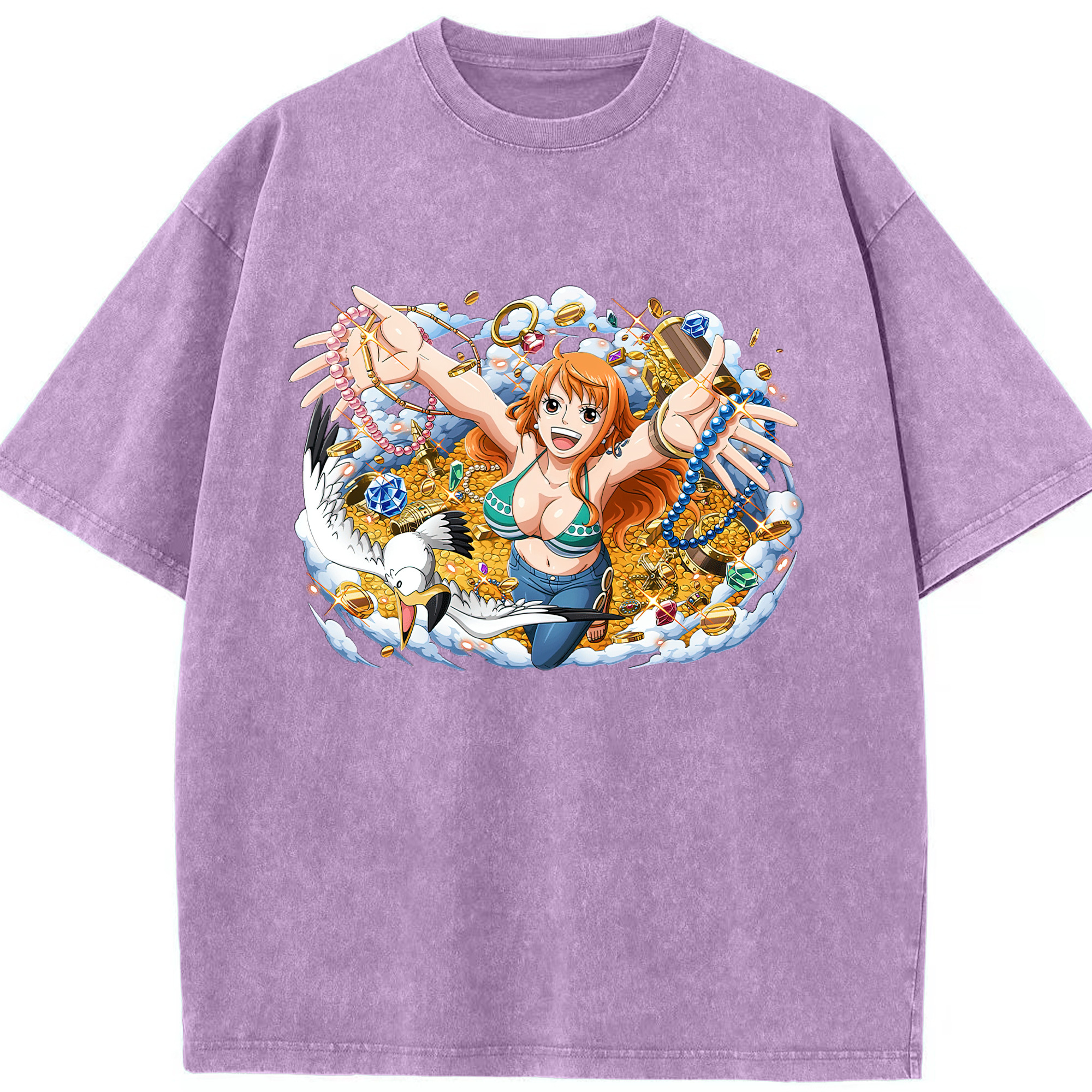 ワンピース ナミ ONE PIECE Nami 綿100% ヴィンテージ風 半袖Tシャツ（フロントプリント）