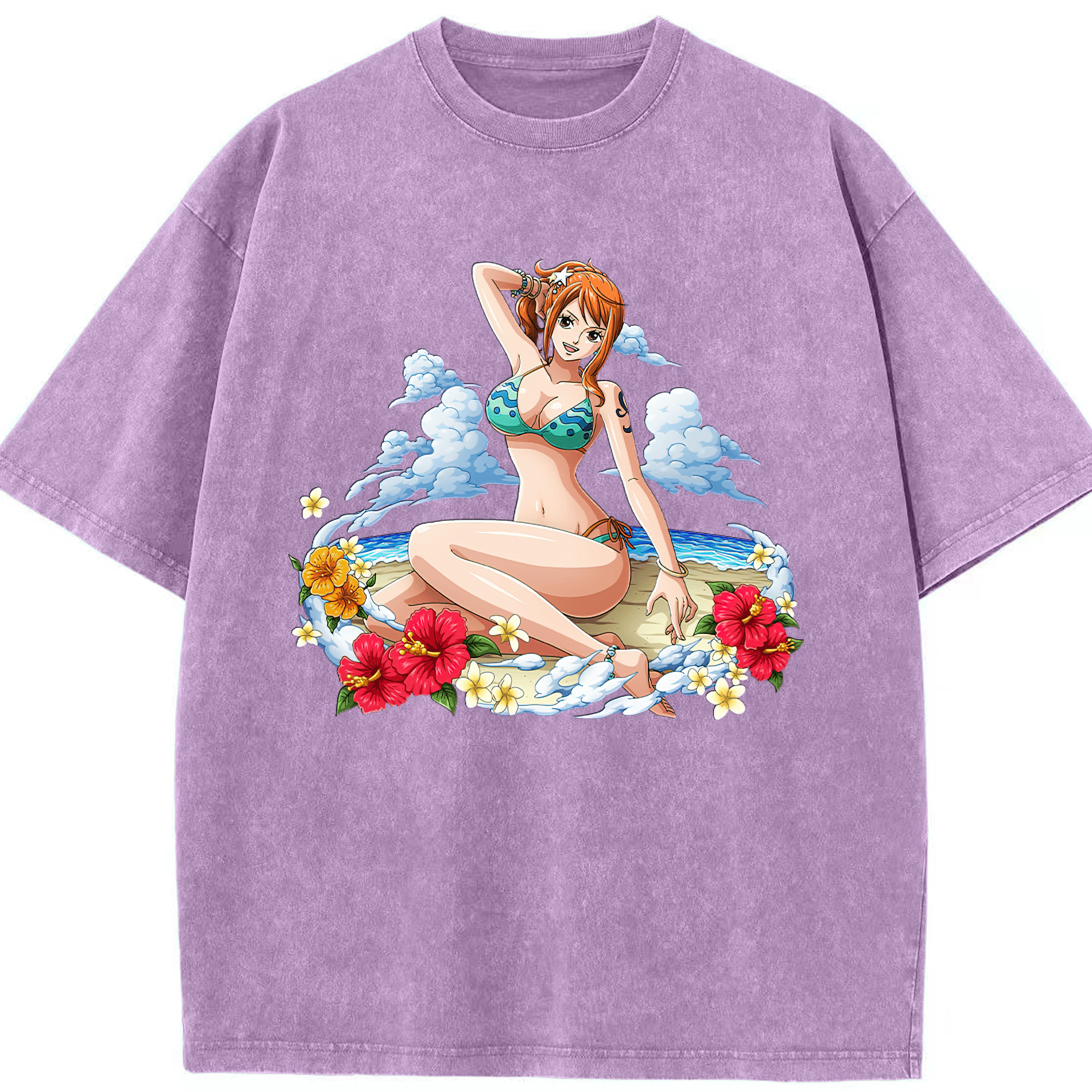 ワンピース ナミ ONE PIECE Nami 綿100% ヴィンテージ風 半袖Tシャツ（フロントプリント）