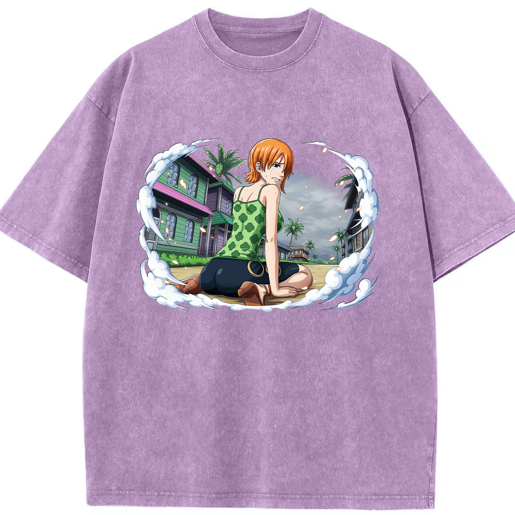 （画像用） ワンピース ナミ ONE PIECE Nami 綿100% ヴィンテージ風 半袖Tシャツ（フロントプリント）