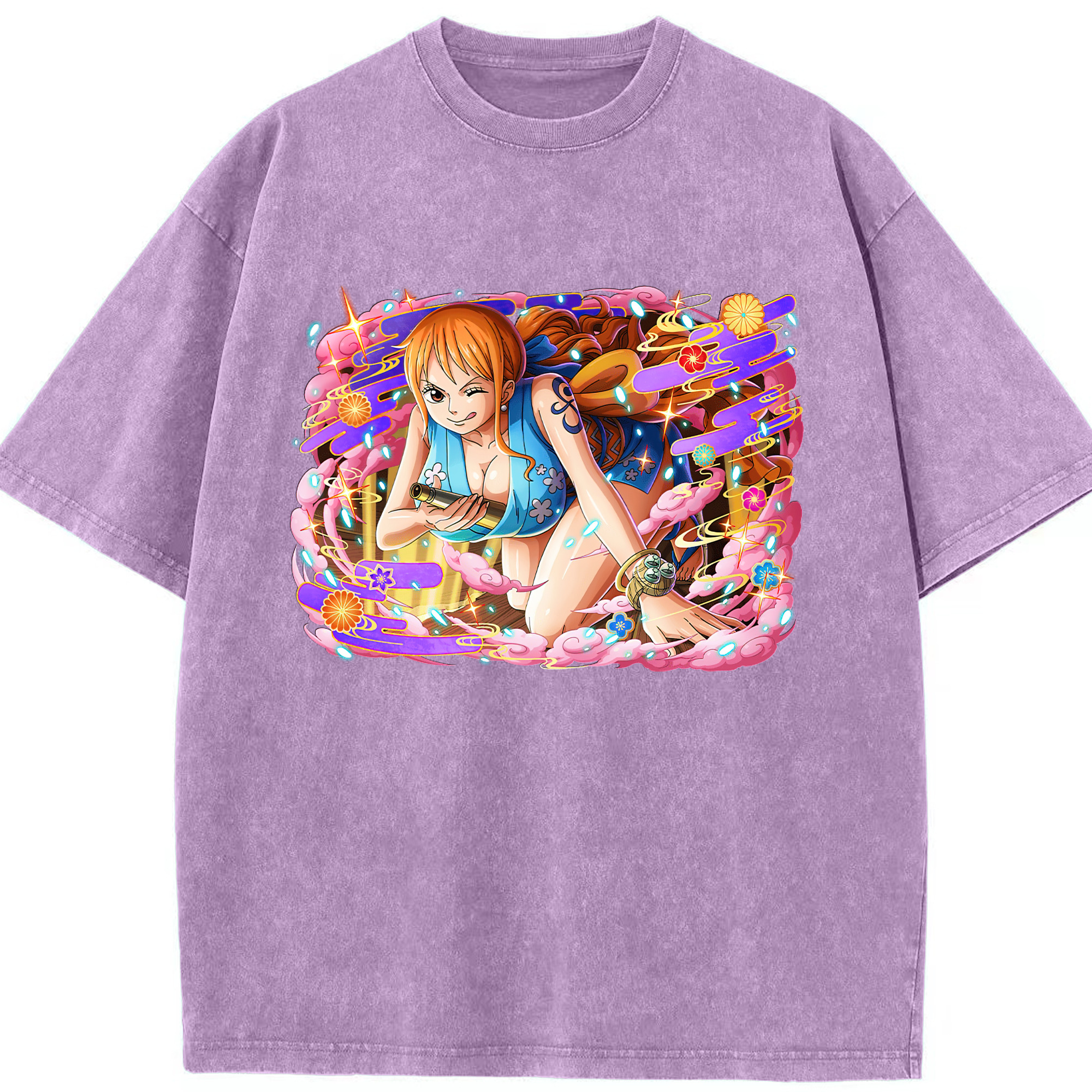ワンピース ナミ ONE PIECE Nami 綿100% ヴィンテージ風 半袖Tシャツ（フロントプリント）