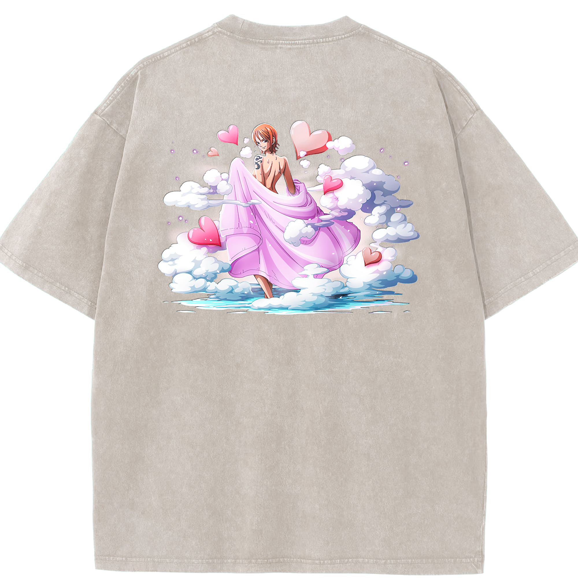 ワンピース ナミ ONE PIECE Nami 綿100% ヴィンテージ風 半袖Tシャツ（背面プリント）
