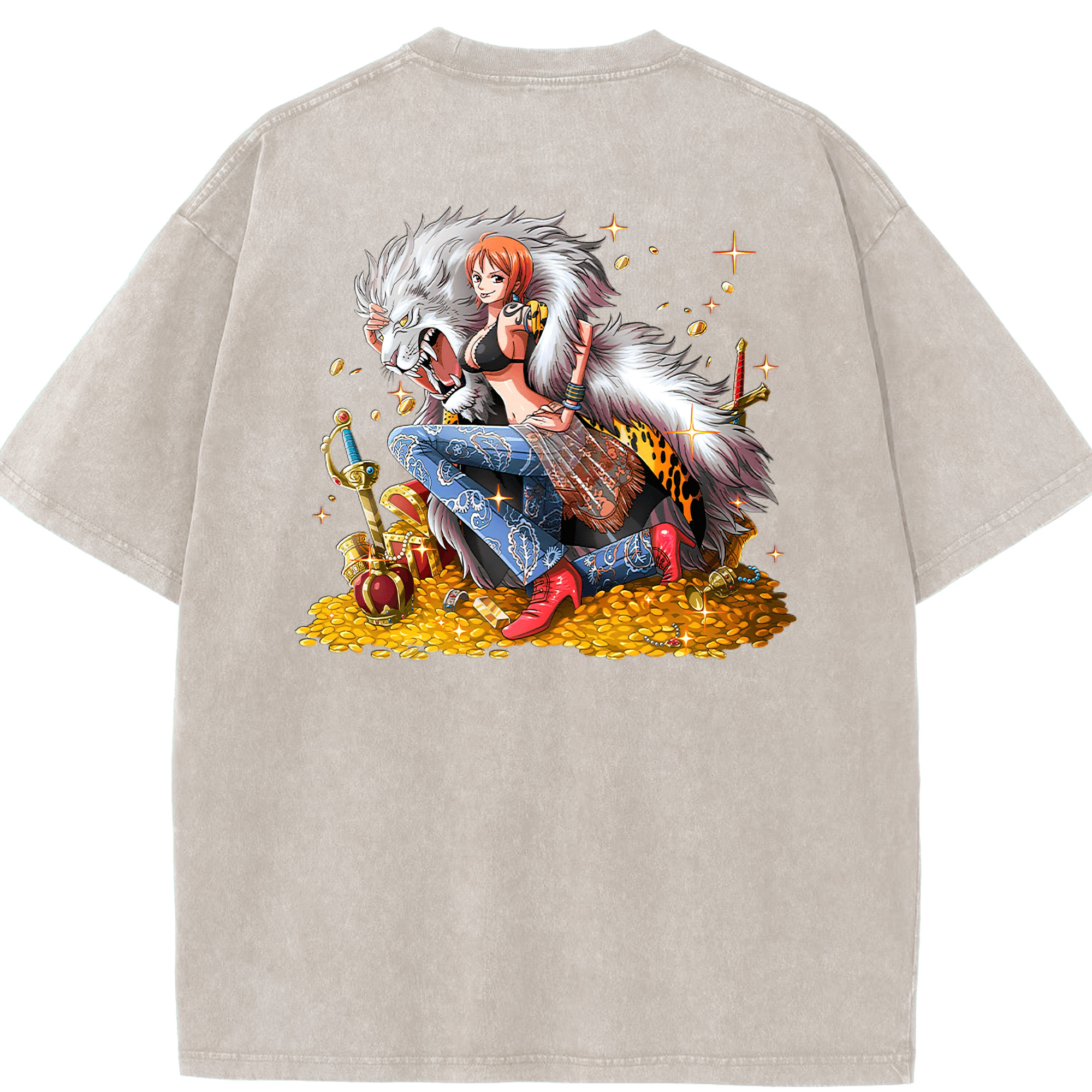 ワンピース ナミ ONE PIECE Nami 綿100% ヴィンテージ風 半袖Tシャツ（背面プリント）
