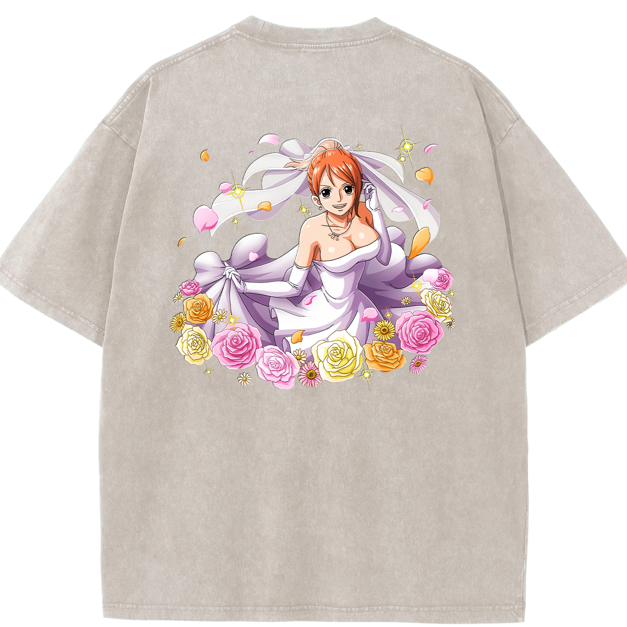 ワンピース ナミ ONE PIECE Nami 綿100% ヴィンテージ風 半袖Tシャツ（背面プリント）
