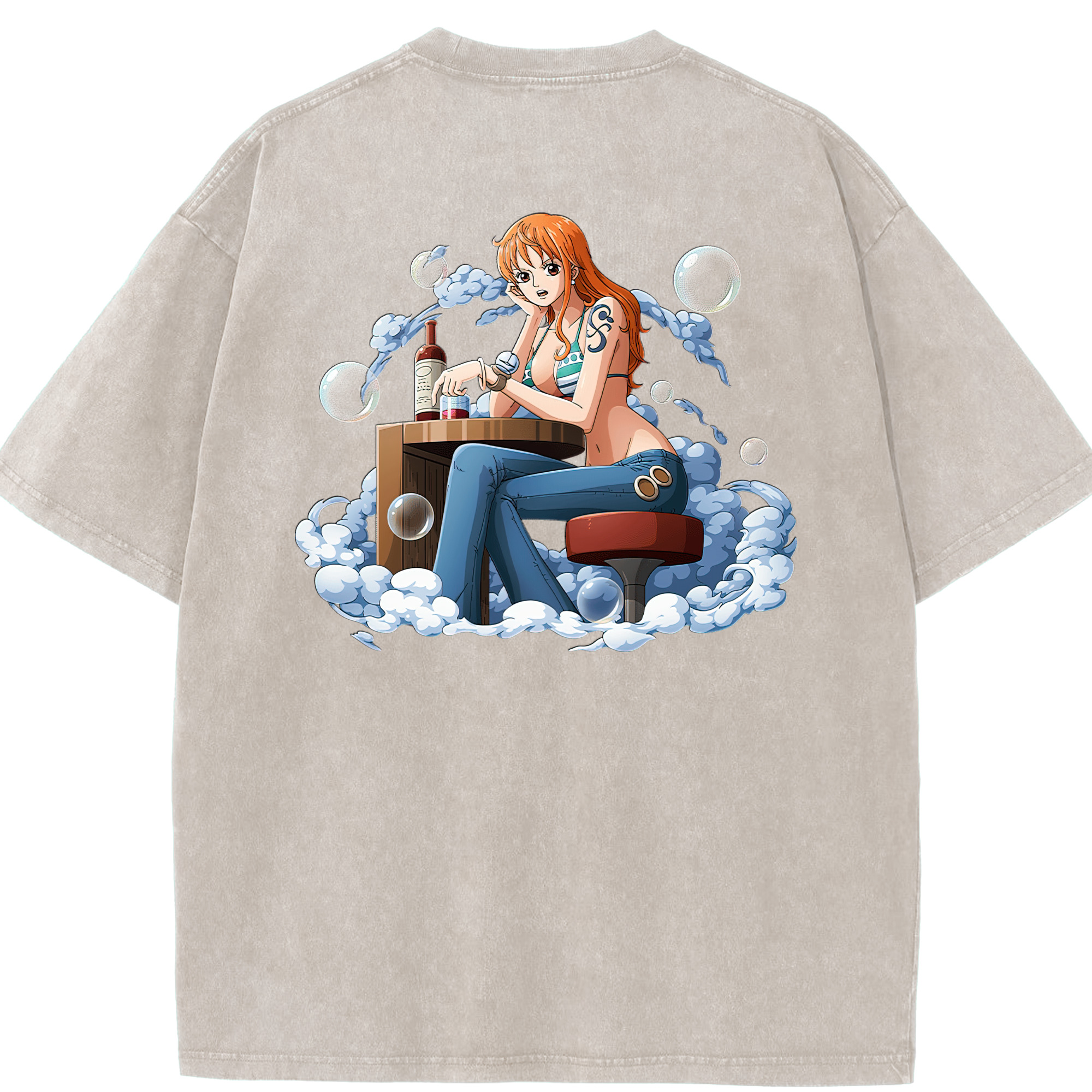 ワンピース ナミ ONE PIECE Nami 綿100% ヴィンテージ風 半袖Tシャツ（背面プリント）