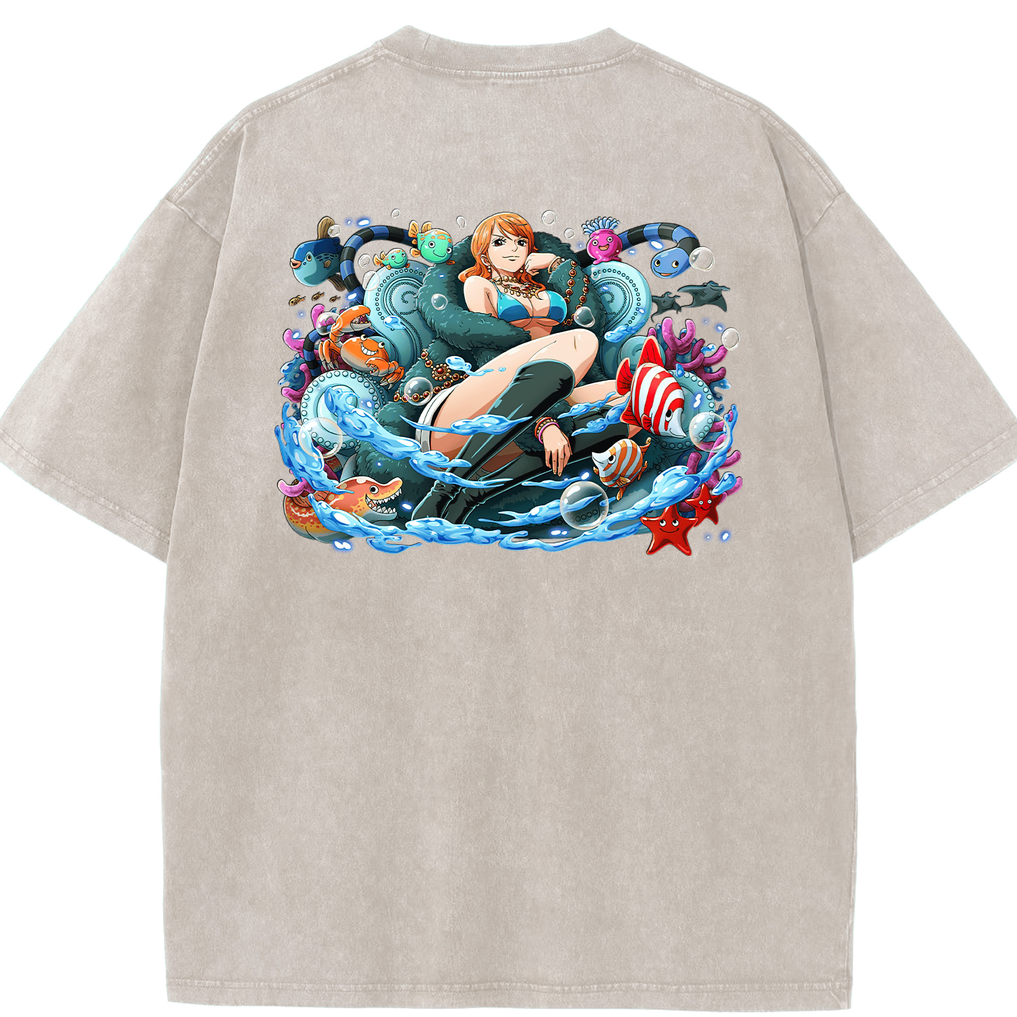 ワンピース ナミ ONE PIECE Nami 綿100% ヴィンテージ風 半袖Tシャツ（背面プリント）