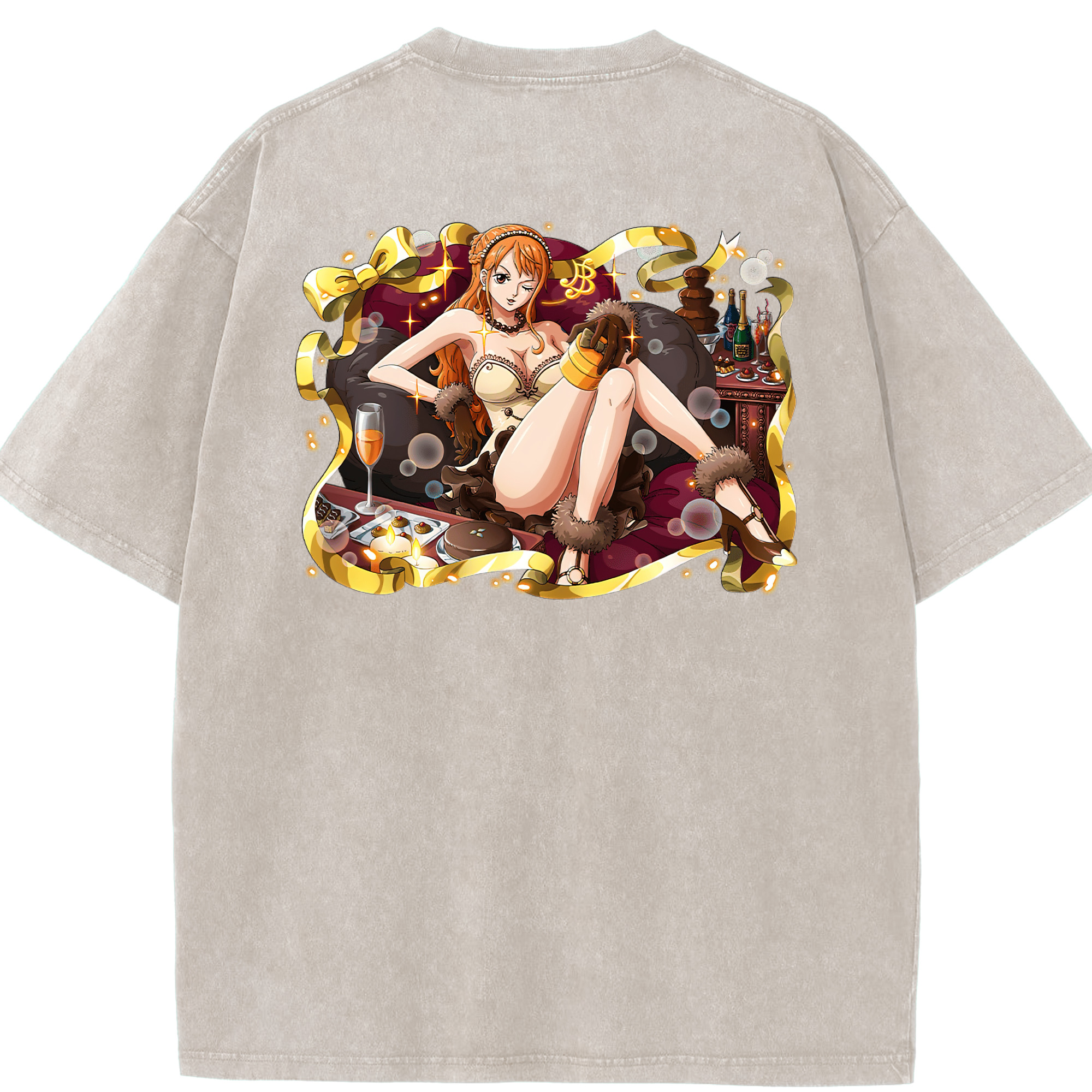 ワンピース ナミ ONE PIECE Nami 綿100% ヴィンテージ風 半袖Tシャツ（背面プリント）