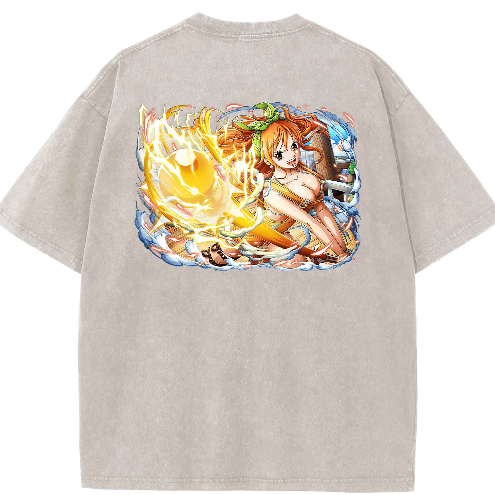 ワンピース ナミ ONE PIECE Nami 綿100% ヴィンテージ風 半袖Tシャツ（背面プリント）