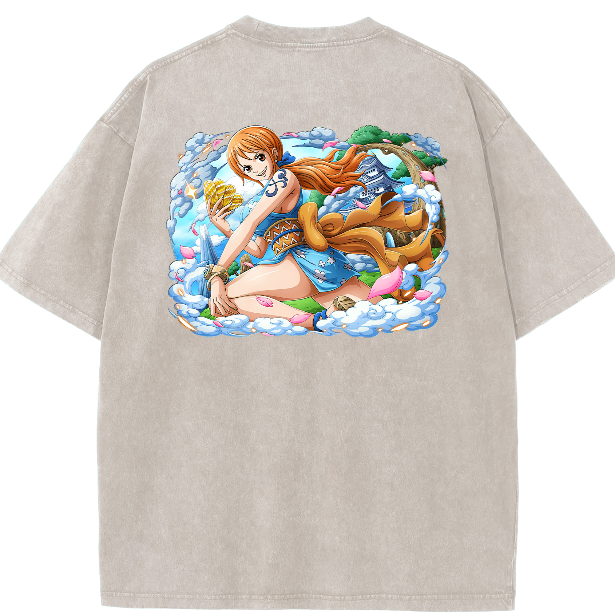 ワンピース ナミ ONE PIECE Nami 綿100% ヴィンテージ風 半袖Tシャツ（背面プリント）