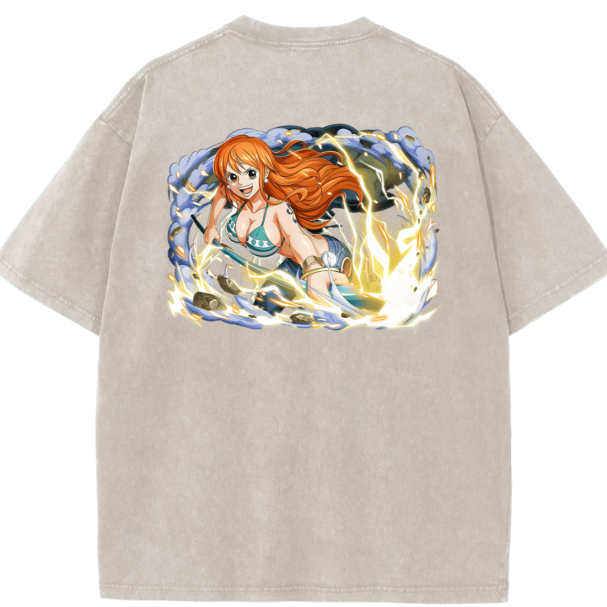 ワンピース ナミ ONE PIECE Nami 綿100% ヴィンテージ風 半袖Tシャツ（背面プリント）