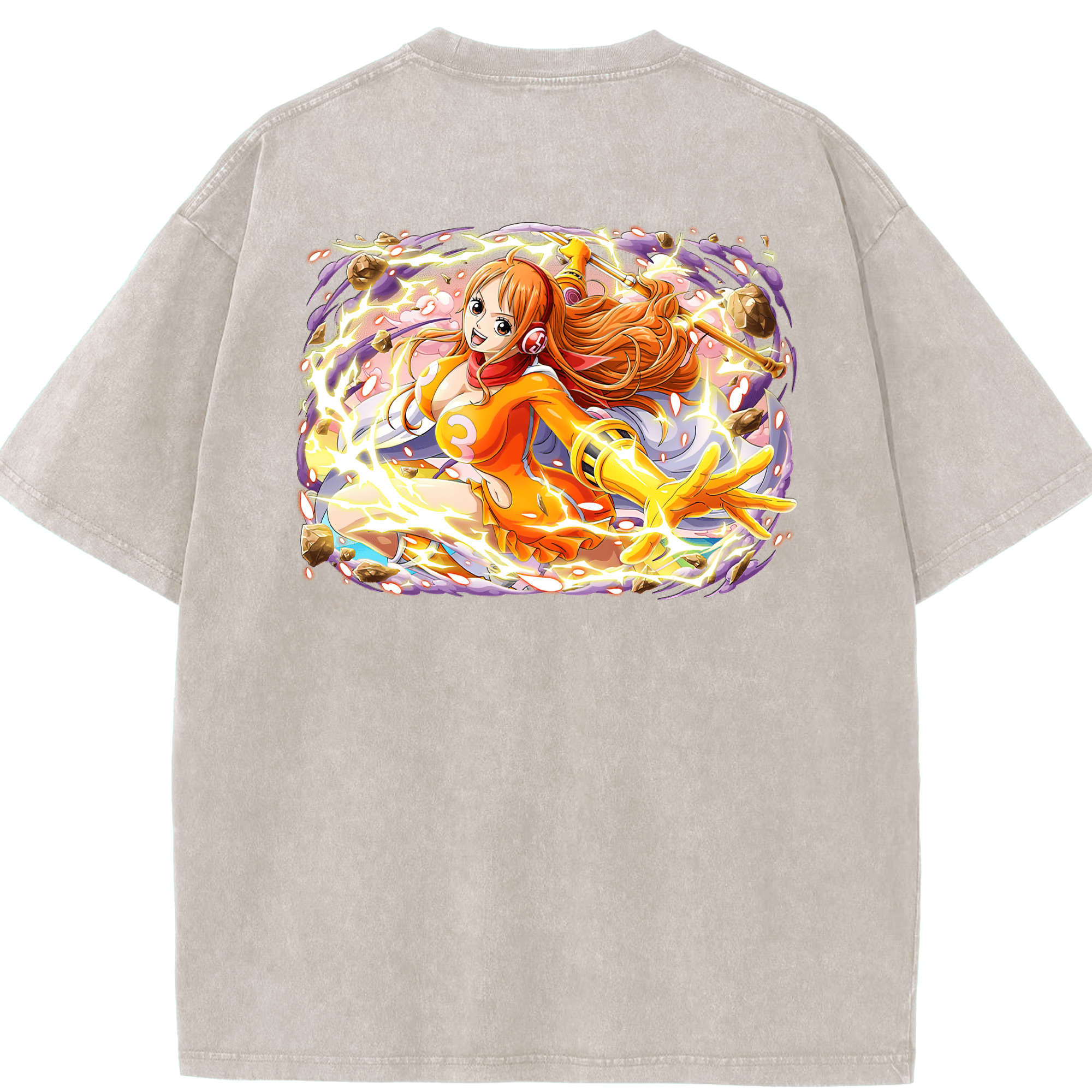 ワンピース ナミ ONE PIECE Nami 綿100% ヴィンテージ風 半袖Tシャツ（背面プリント）