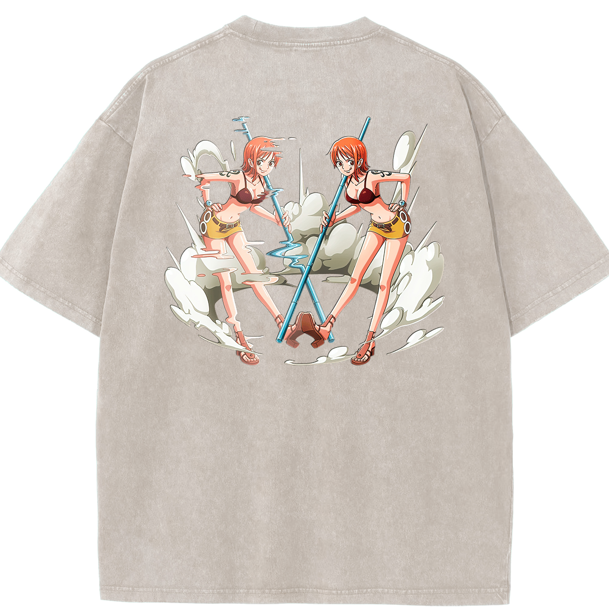 ワンピース ナミ ONE PIECE Nami 綿100% ヴィンテージ風 半袖Tシャツ（背面プリント）