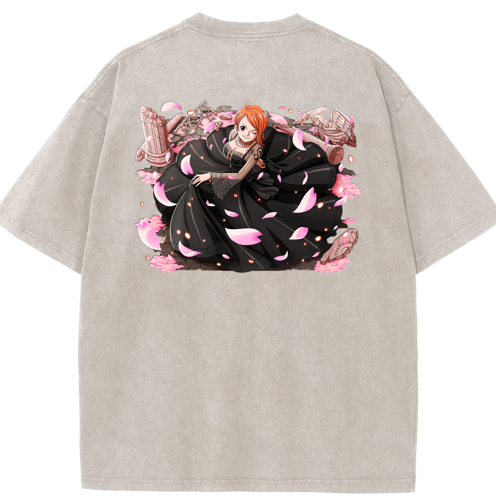 ワンピース ナミ ONE PIECE Nami 綿100% ヴィンテージ風 半袖Tシャツ（背面プリント）