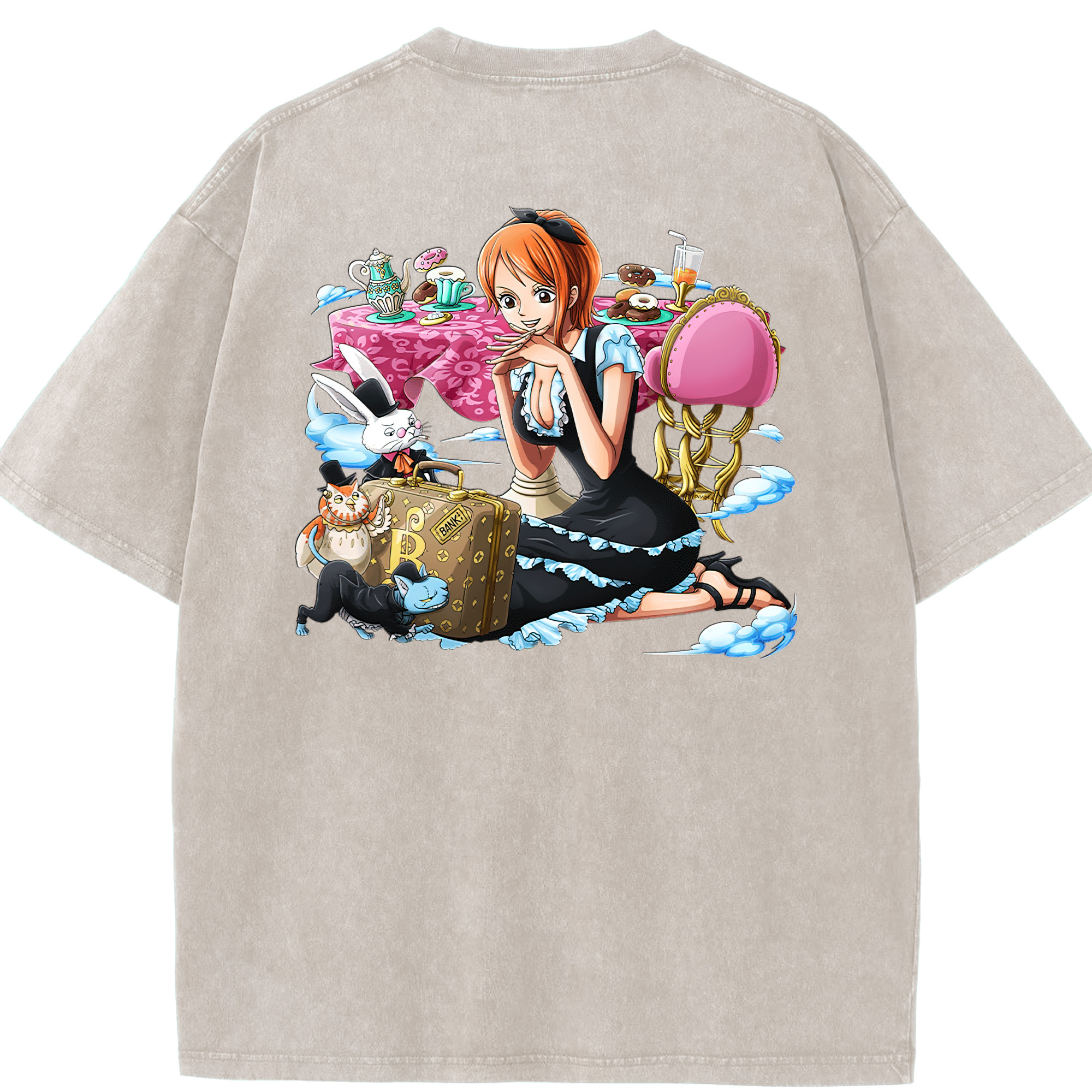 ワンピース ナミ ONE PIECE Nami 綿100% ヴィンテージ風 半袖Tシャツ（背面プリント）