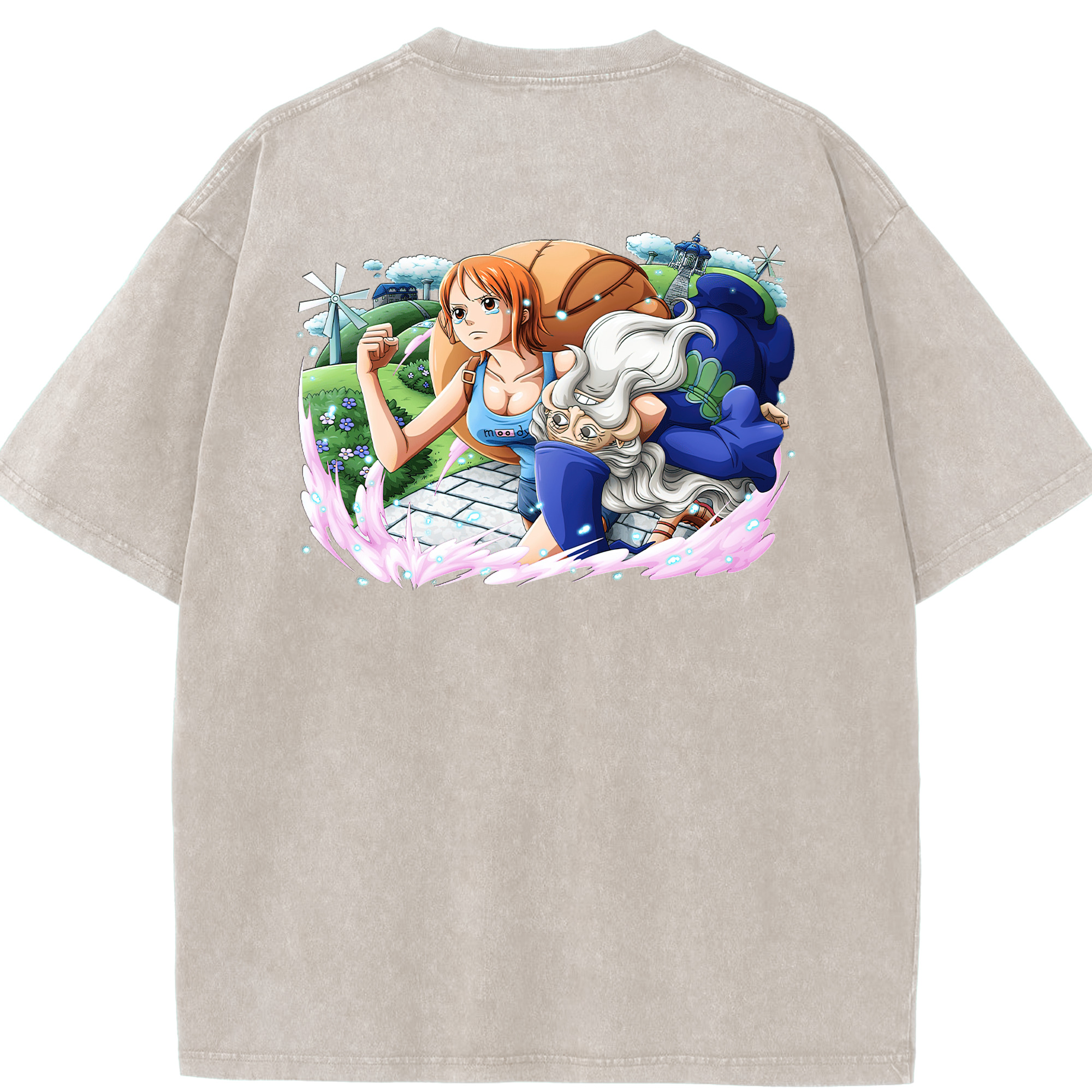 ワンピース ナミ ONE PIECE Nami 綿100% ヴィンテージ風 半袖Tシャツ（背面プリント）