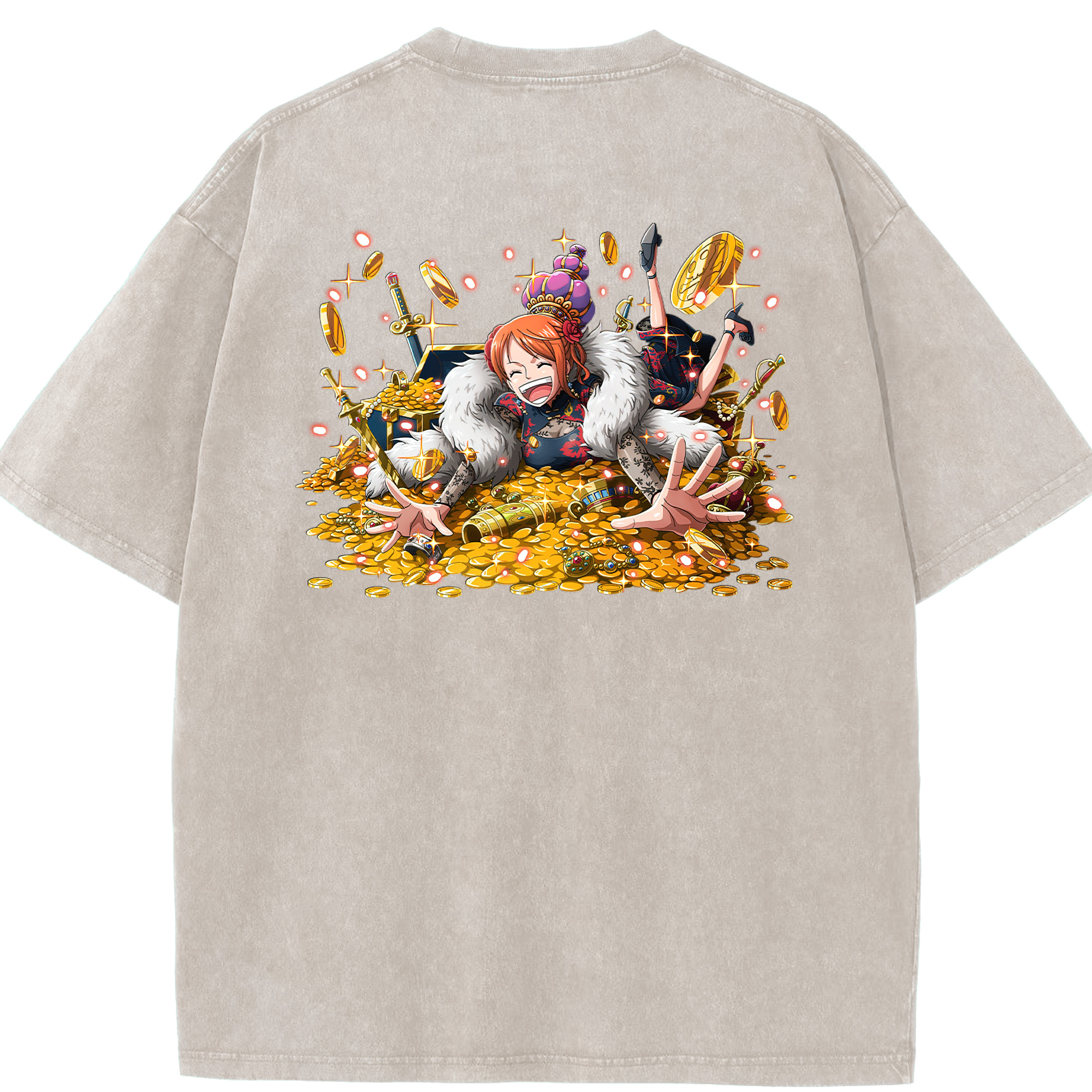 ワンピース ナミ ONE PIECE Nami 綿100% ヴィンテージ風 半袖Tシャツ（背面プリント）