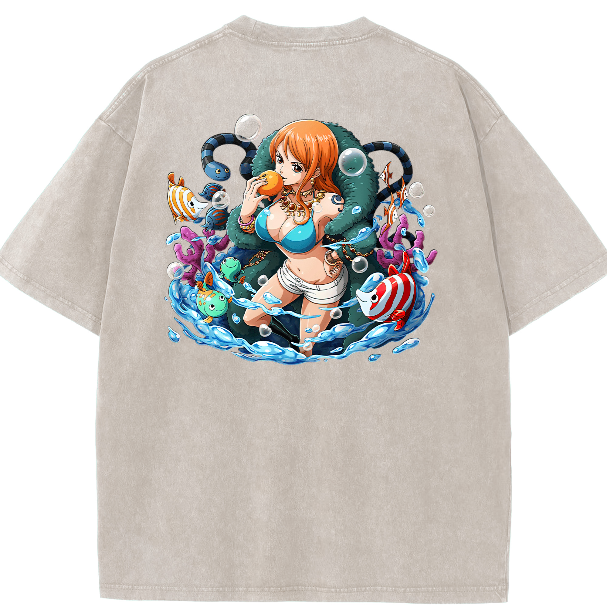 ワンピース ナミ ONE PIECE Nami 綿100% ヴィンテージ風 半袖Tシャツ（背面プリント）