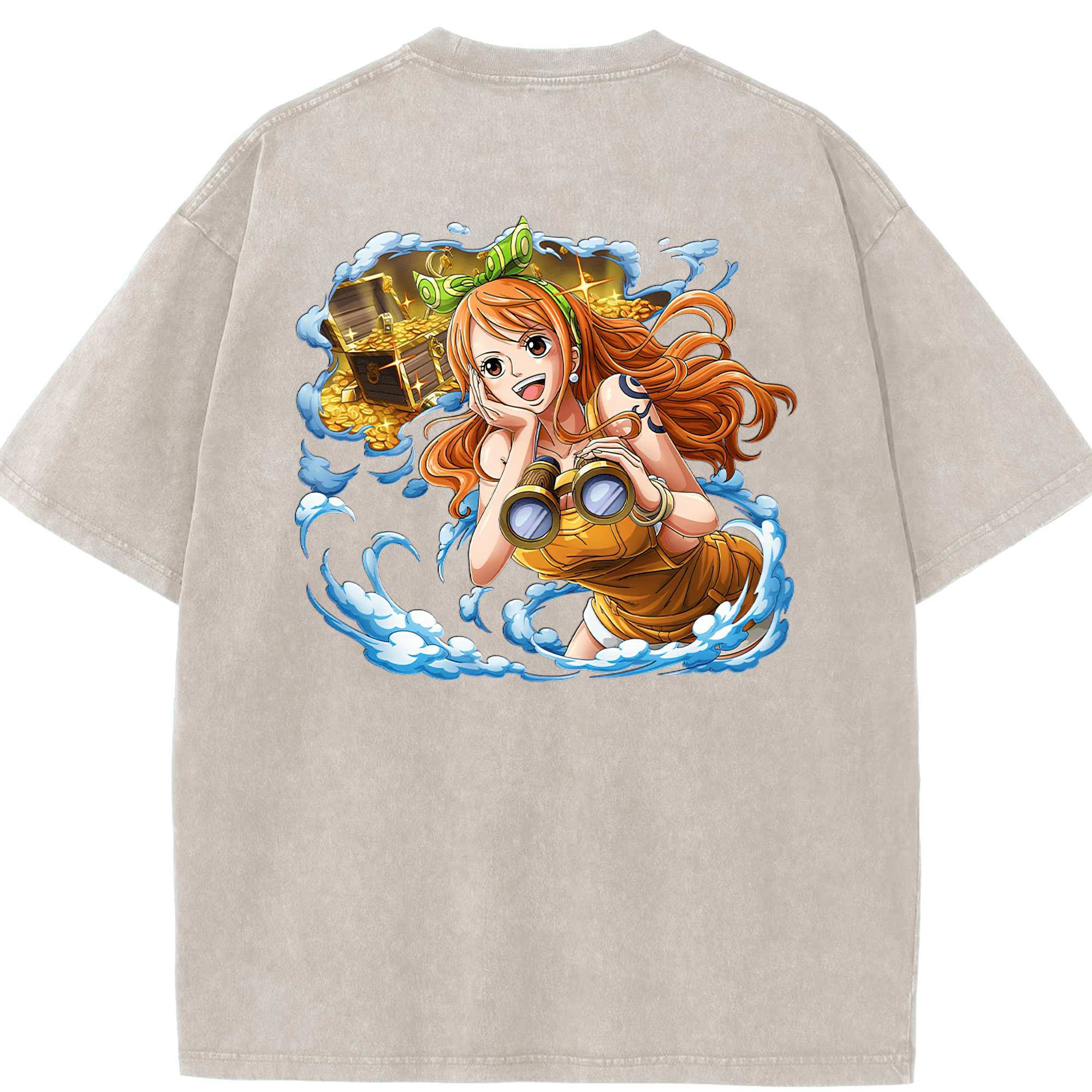 ワンピース ナミ ONE PIECE Nami 綿100% ヴィンテージ風 半袖Tシャツ（背面プリント）