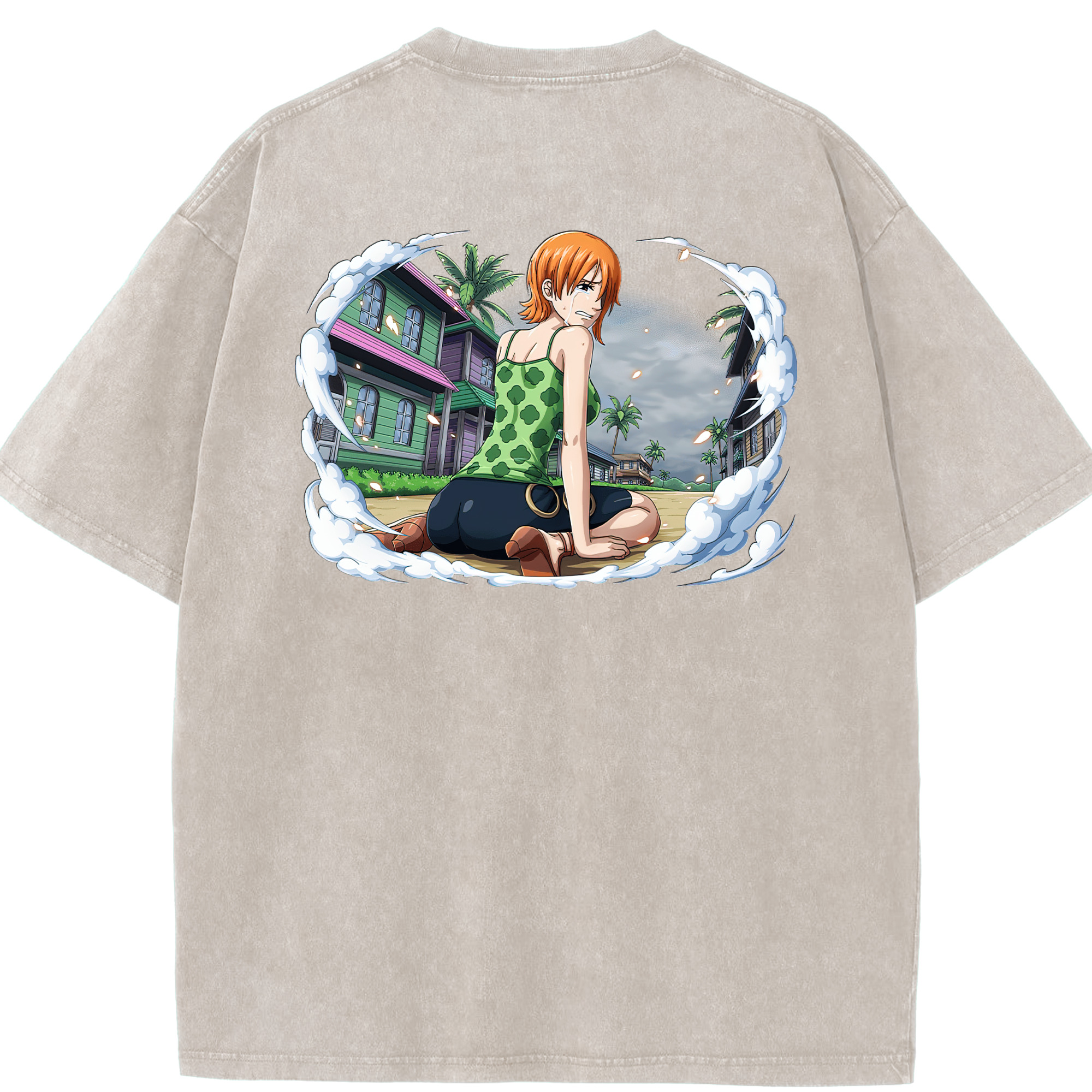 ワンピース ナミ ONE PIECE Nami 綿100% ヴィンテージ風 半袖Tシャツ（背面プリント）