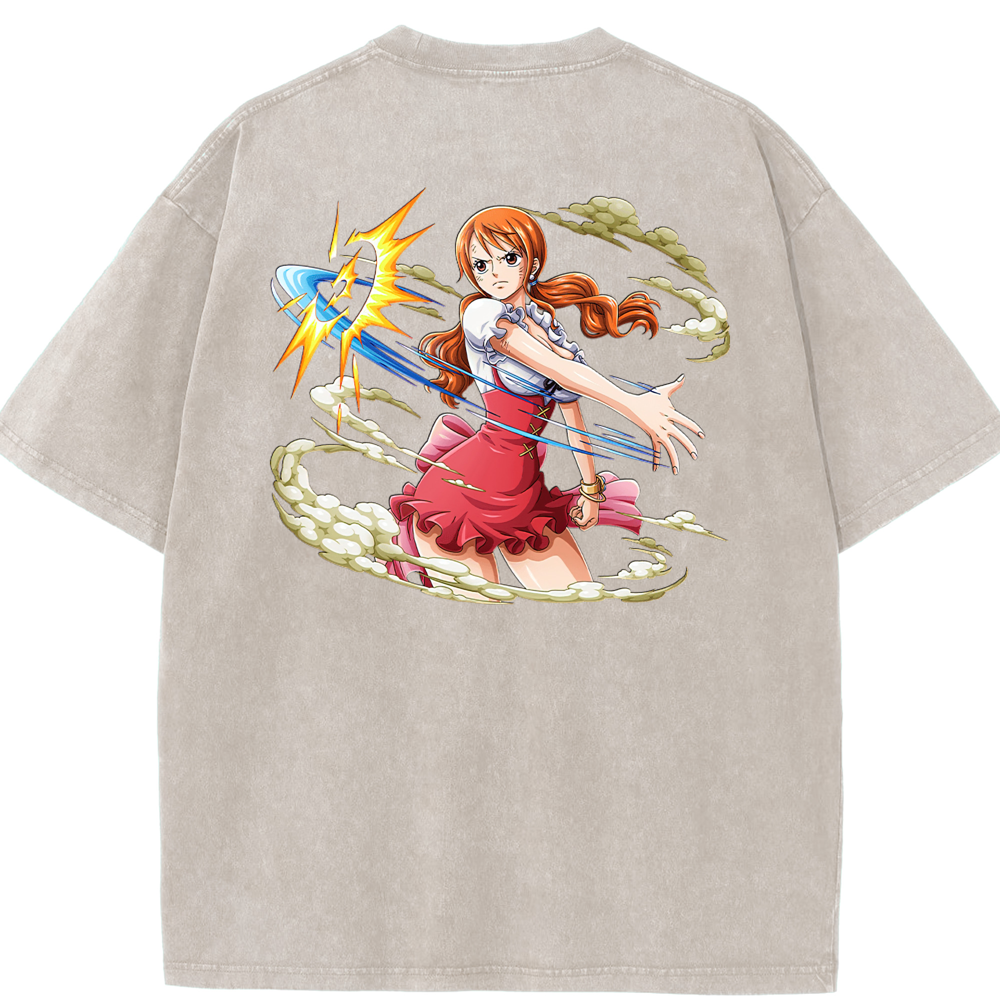 ワンピース ナミ ONE PIECE Nami 綿100% ヴィンテージ風 半袖Tシャツ（背面プリント）