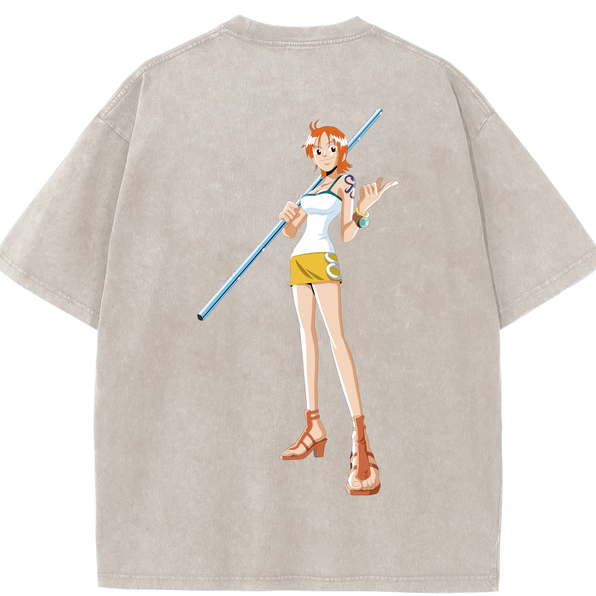 ワンピース ナミ ONE PIECE Nami 綿100% ヴィンテージ風 半袖Tシャツ（背面プリント）