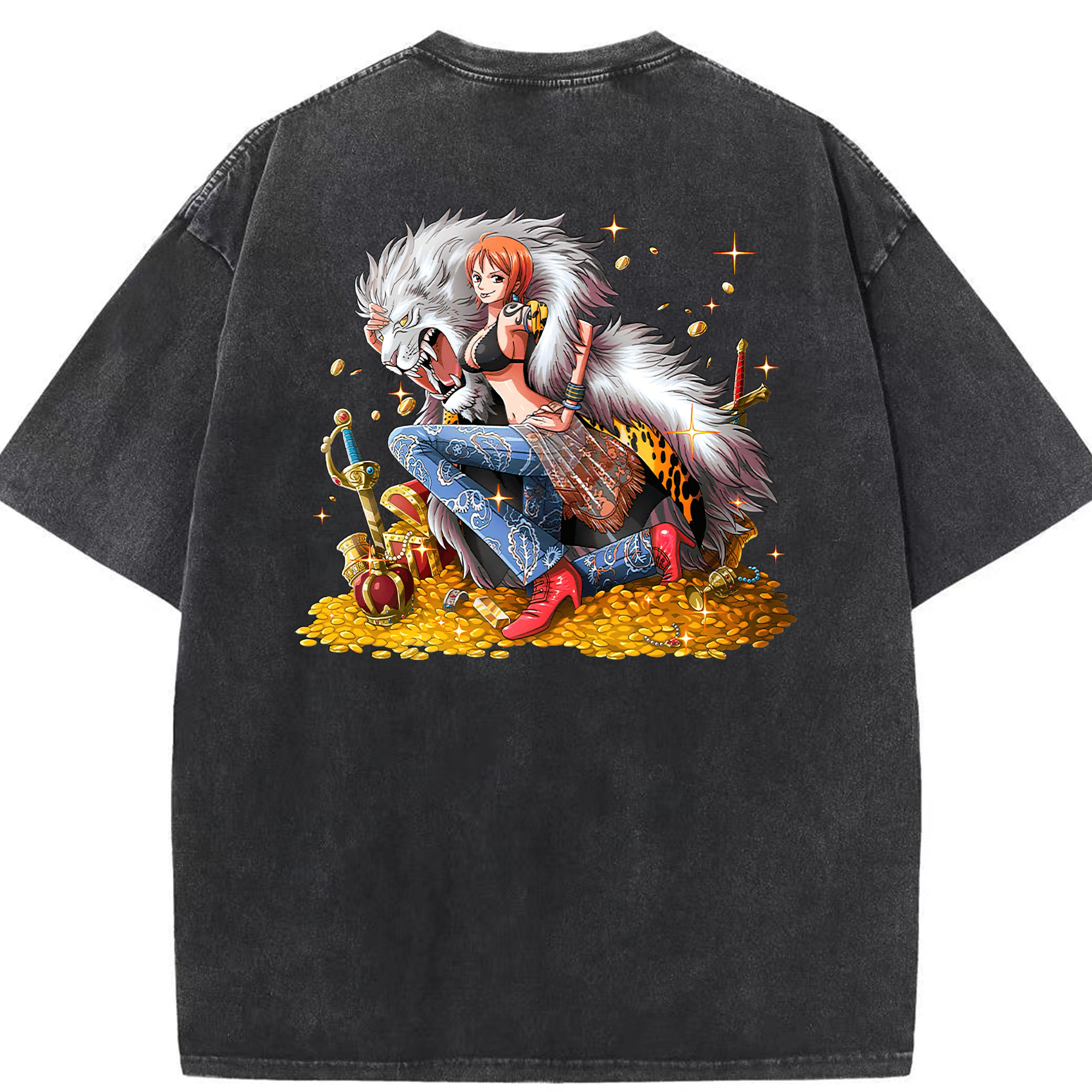 ワンピース ナミ ONE PIECE Nami 綿100% ヴィンテージ風 半袖Tシャツ（背面プリント）