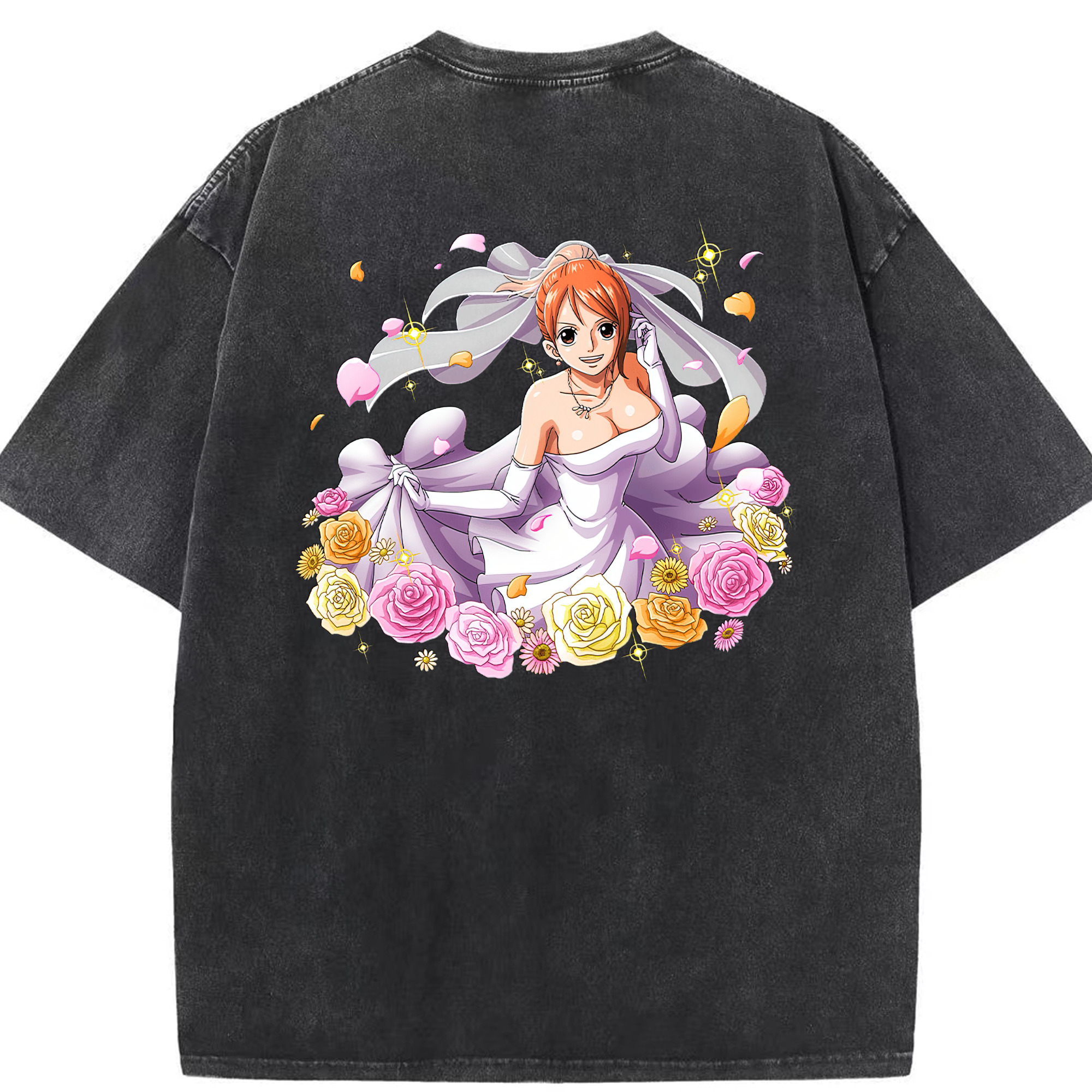 ワンピース ナミ ONE PIECE Nami 綿100% ヴィンテージ風 半袖Tシャツ（背面プリント）