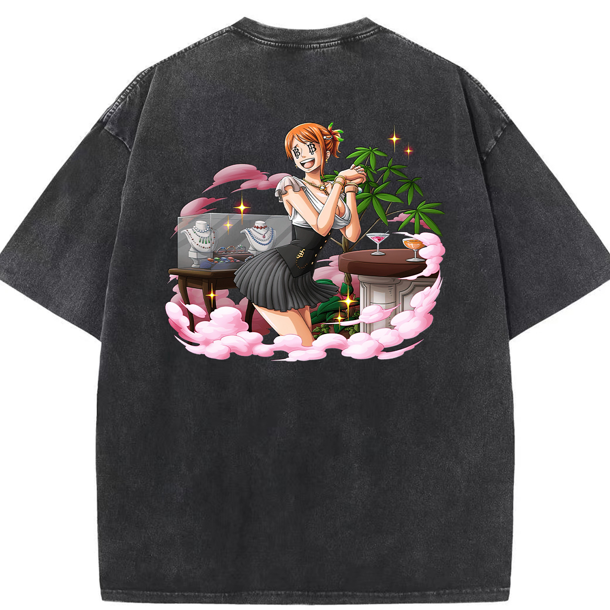 ワンピース ナミ ONE PIECE Nami 綿100% ヴィンテージ風 半袖Tシャツ（背面プリント）