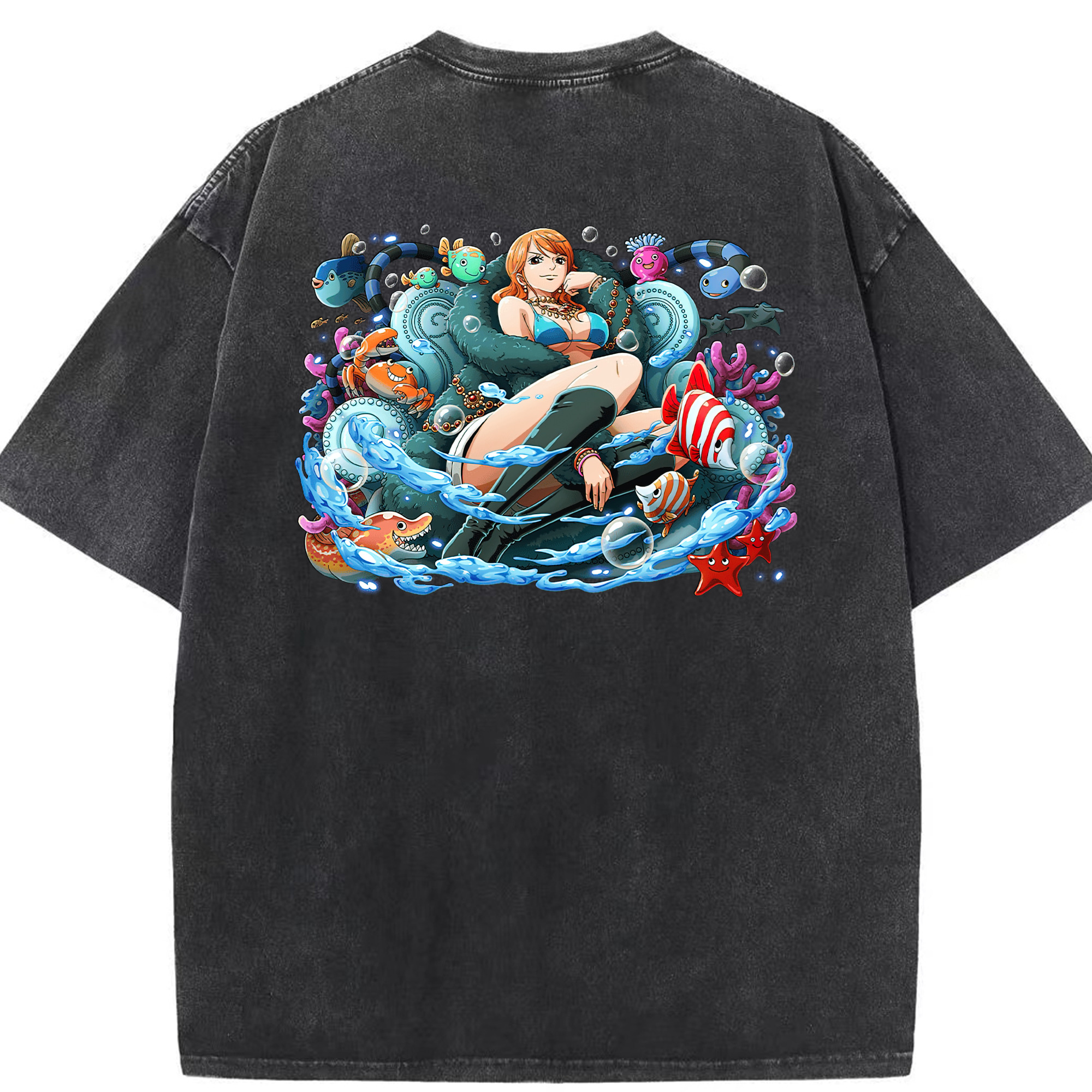 ワンピース ナミ ONE PIECE Nami 綿100% ヴィンテージ風 半袖Tシャツ（背面プリント）