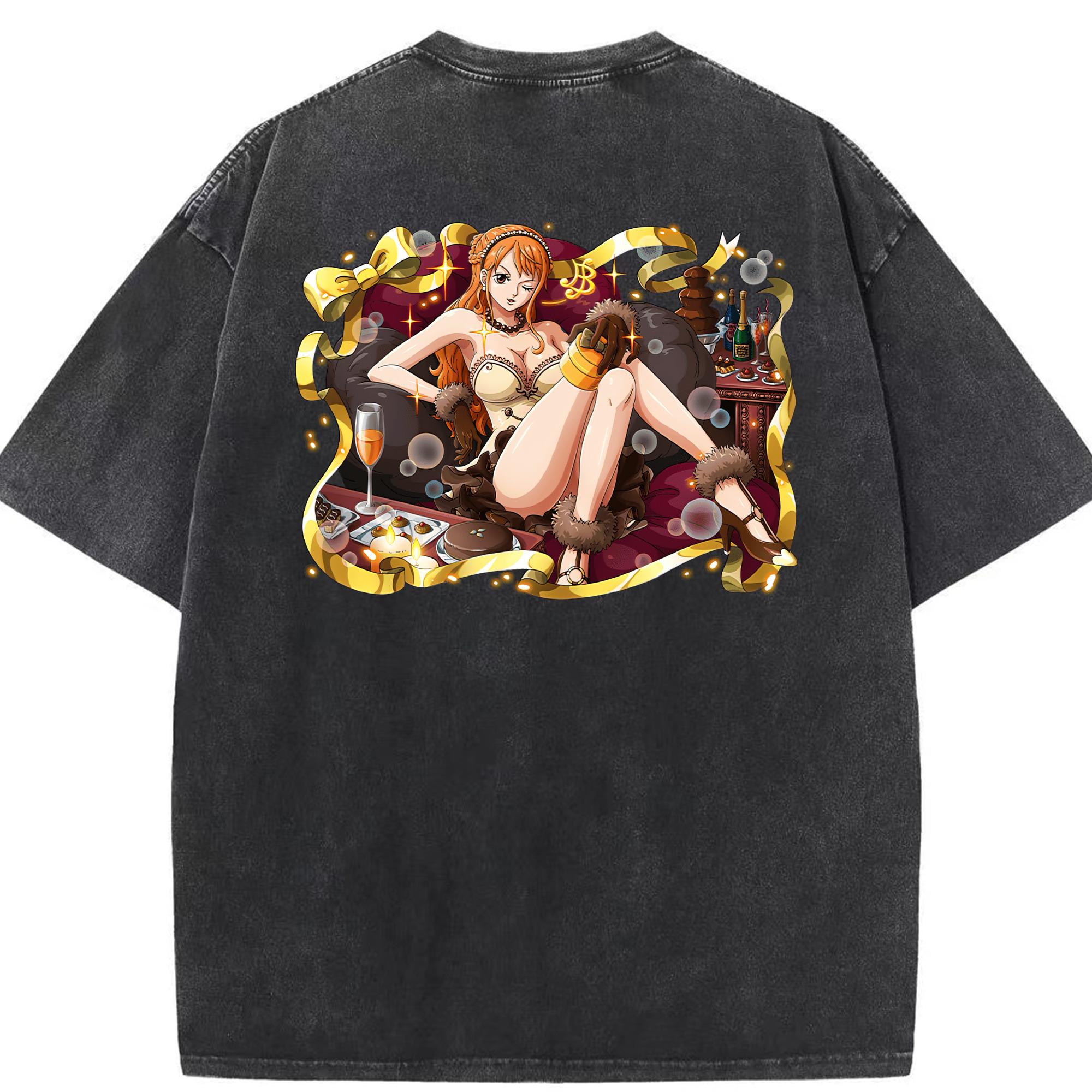 ワンピース ナミ ONE PIECE Nami 綿100% ヴィンテージ風 半袖Tシャツ（背面プリント）