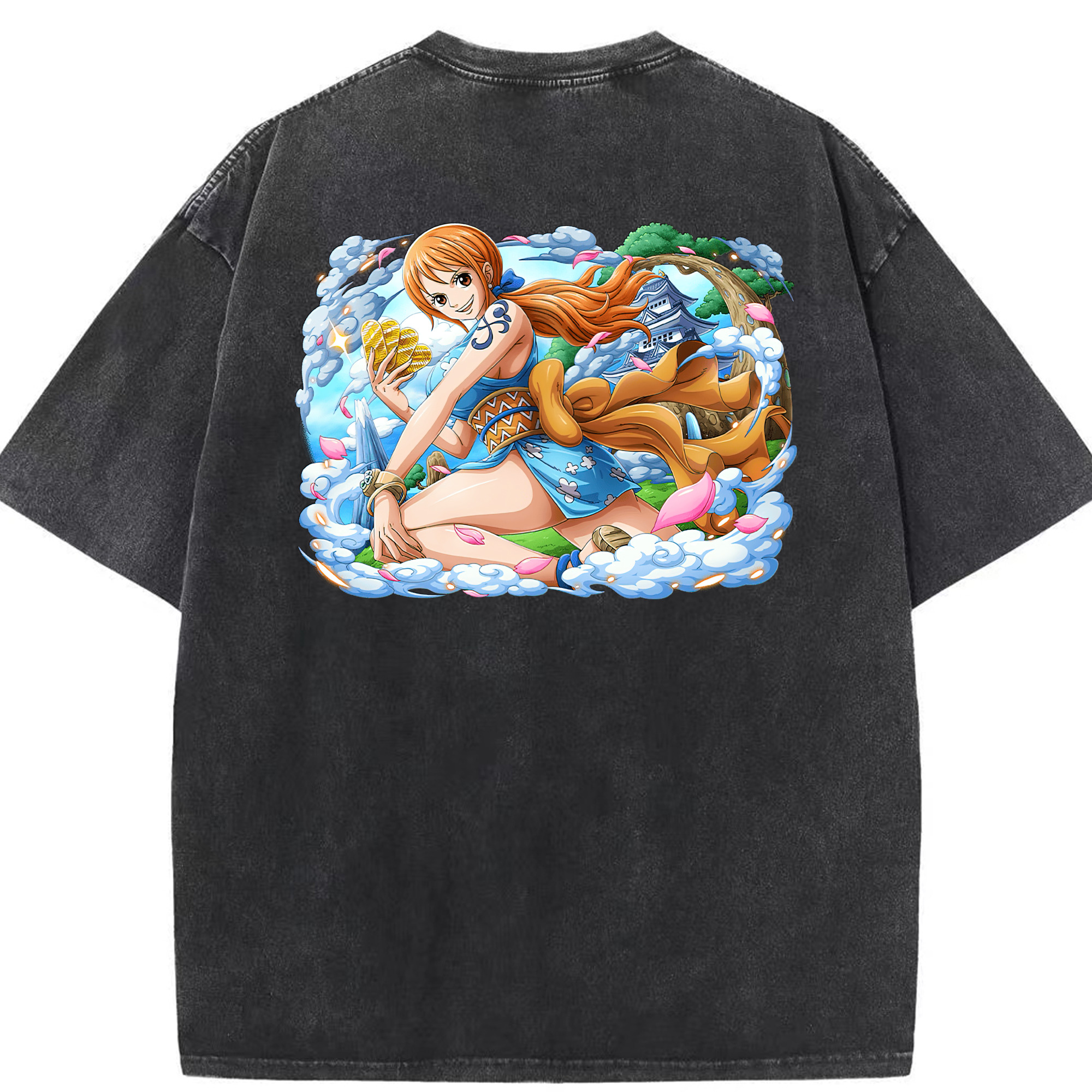 ワンピース ナミ ONE PIECE Nami 綿100% ヴィンテージ風 半袖Tシャツ（背面プリント）